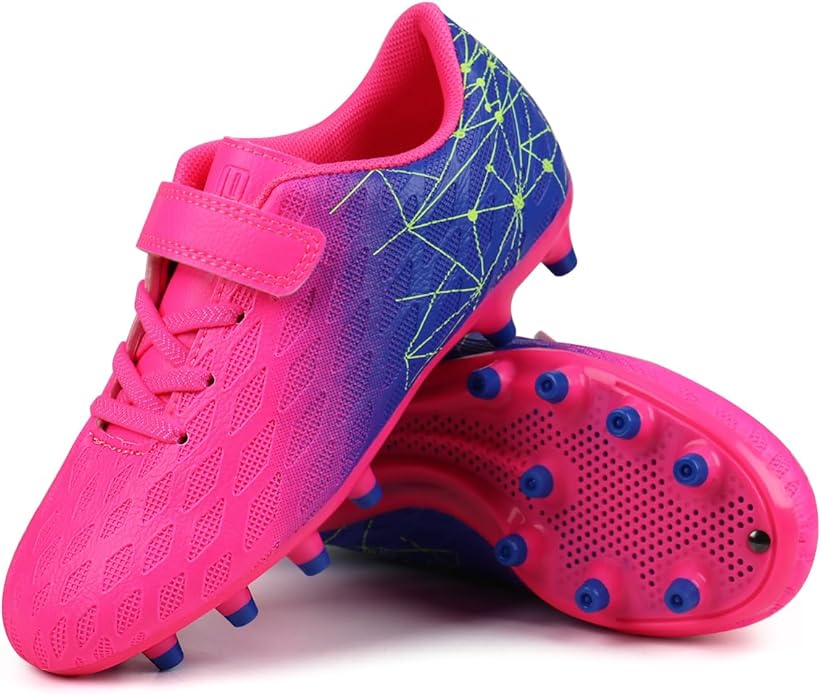 brooman Kids Firm Ground Soccer Cleats Boys Girls Athletic Outdoor Football Shoes