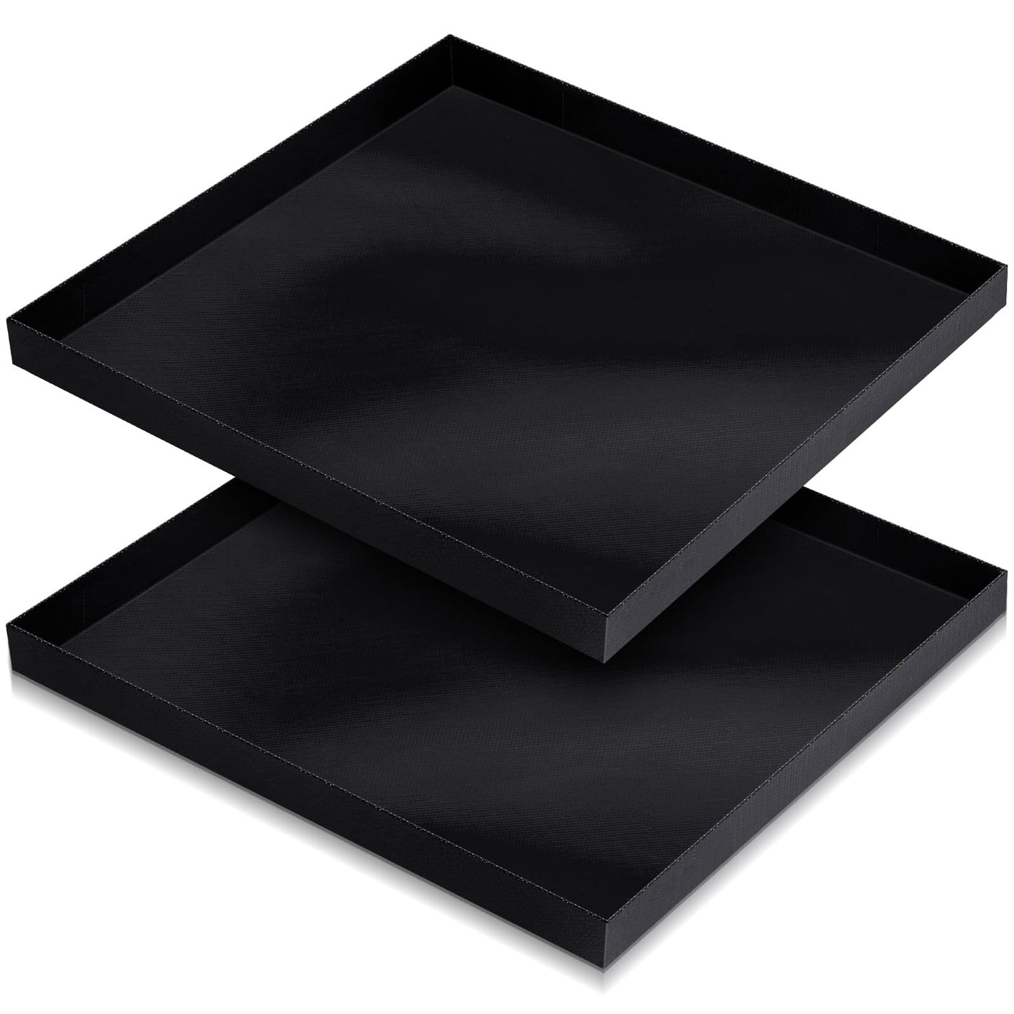 Teenyyou 2 Pcs 13.5'' x 13.5'' x 1'' PTFE Solid Oven Basket, Cooking Oven Trays, Non stick Kitchen Cooking Basket, Black Baking Sheet, Trays for Accessories Chips Chicken Wings Bread Heating