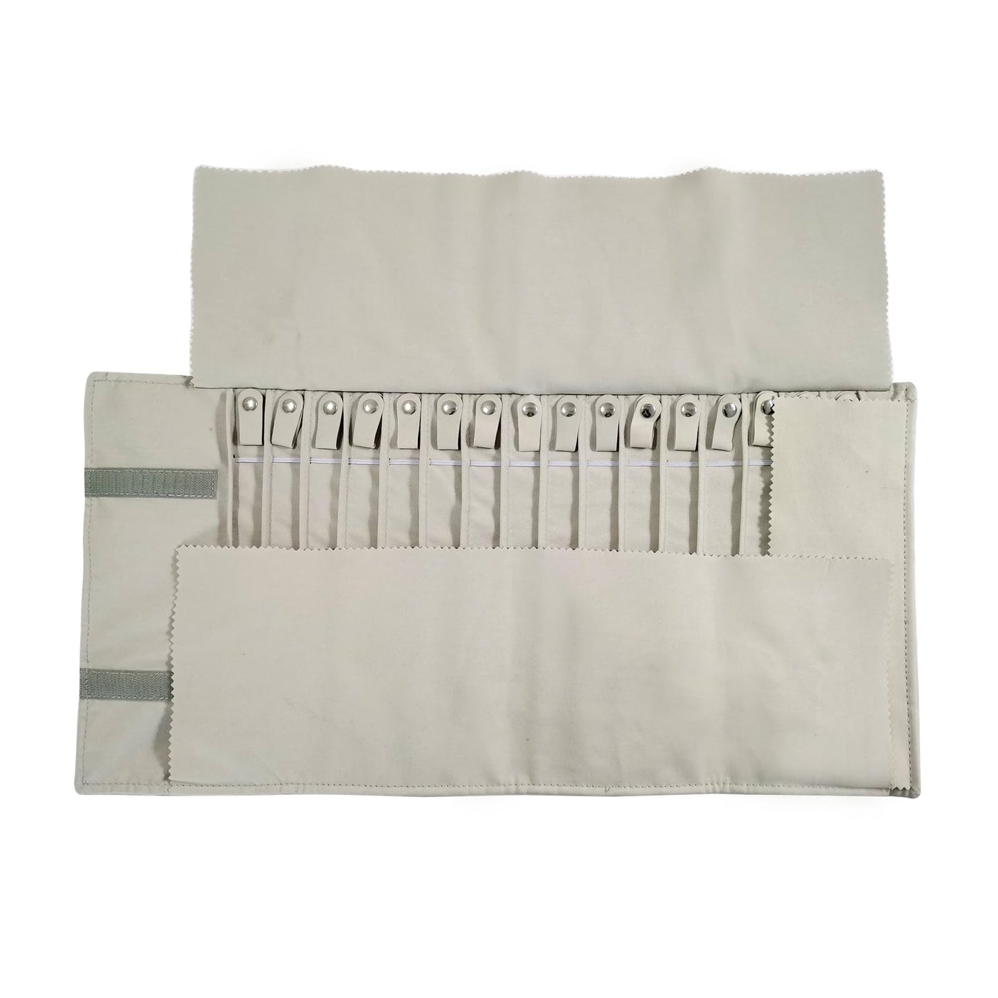 SCIKHEFT Portable Jewelry Roll Untangled Secure Necklace Travel Storage Bag Displays Holder 16 Chain (Beige)