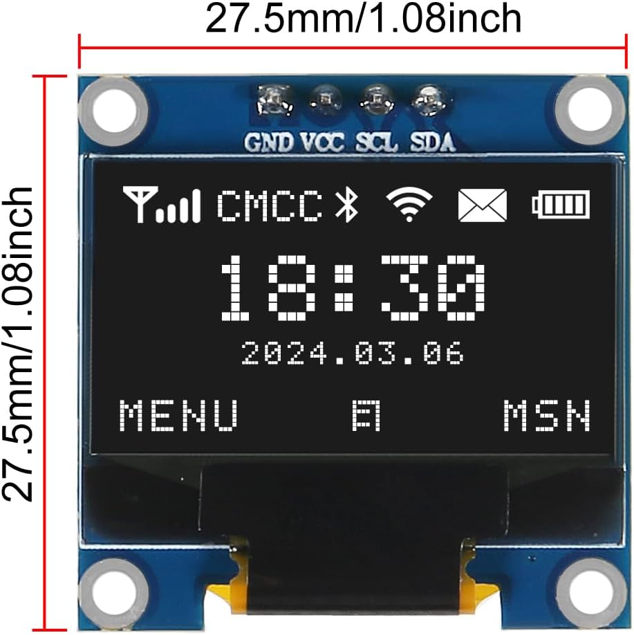 AITRIP 5PCS 0.96 Inch I2C 12864 128x64 SSD1306 OLED IIC Display Module Pixel Mini Self-Luminous OLED Screen Board