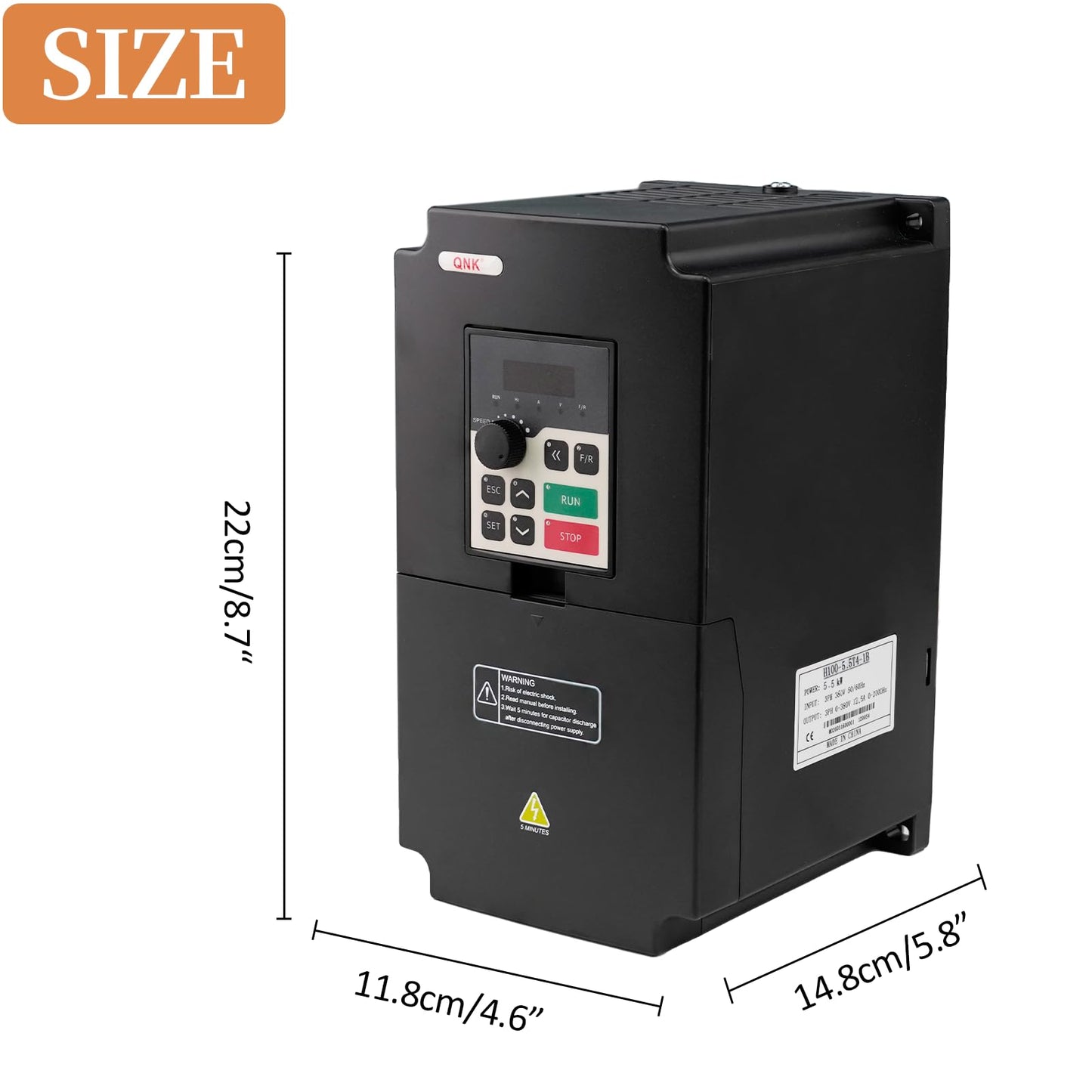 QNK 5.5KW 7.5HP 380V AC 12.5A VFD Converter Single to 3 Phase Inverter Variable Frequency Drive for CNC Spindle Motor Speed Controller