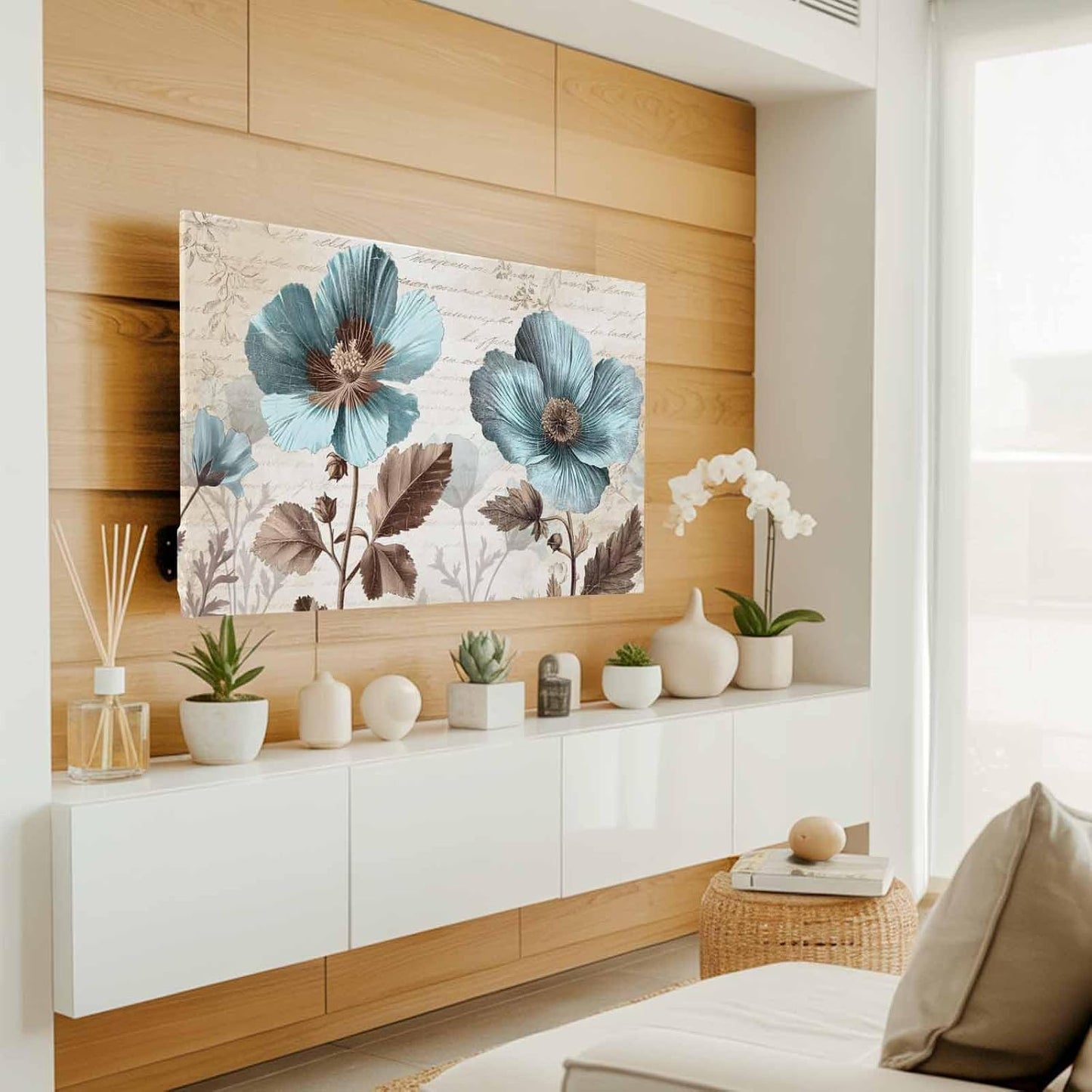Yukro 85 Inch, 74"x42" Rustic Blue Indoor TV Dust Cover, Broccoli Flower Leaf Farmhouse Vintage Brown Elastic TV