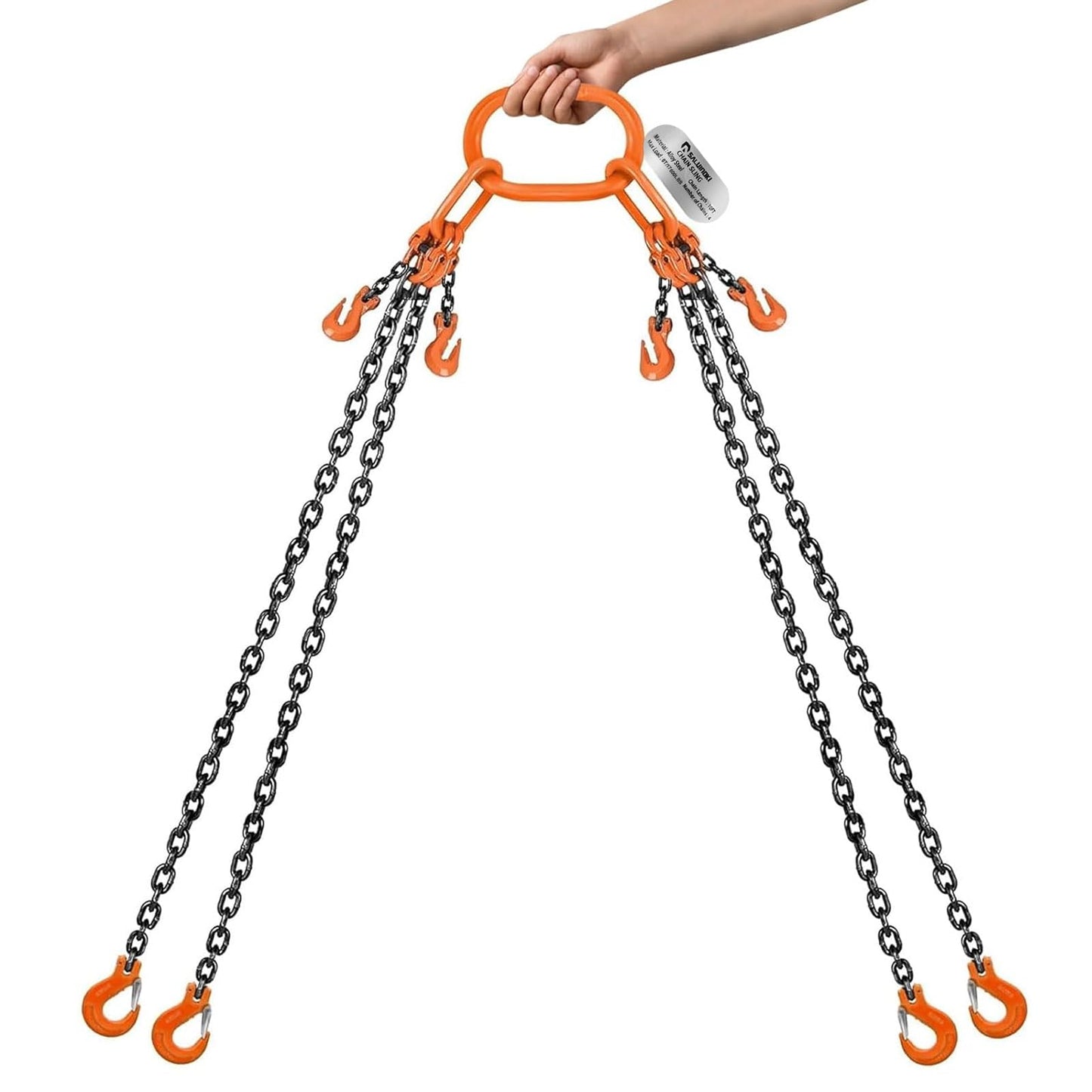 SALUINOKI 4 Leg Chain Sling for Lifting with Hooks Heavy Duty 8 Ton 1 inch x 10 FT 17,600 lbs 4 Point Lift Chains Rigging 1 Pack