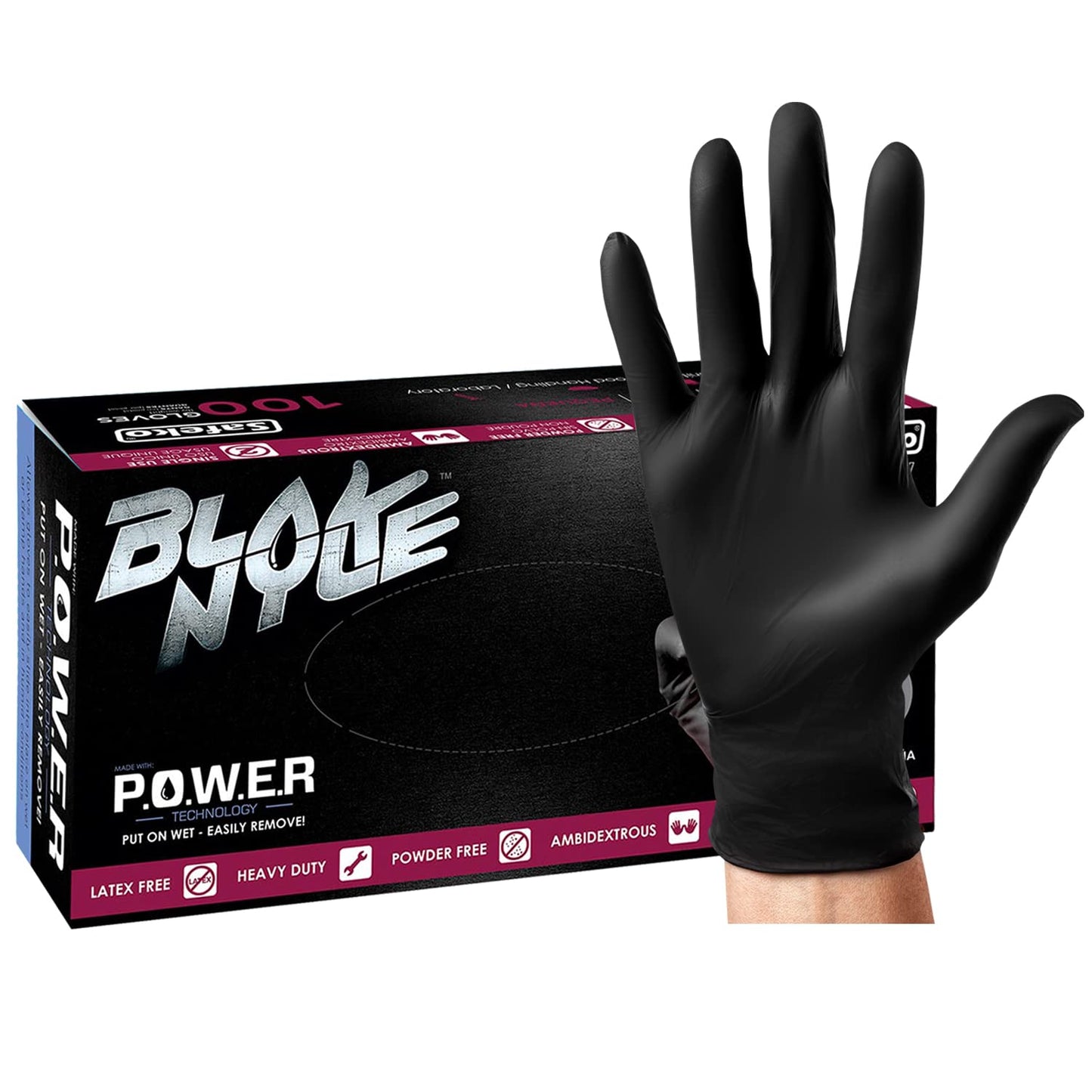 SAFEKO Large Blak Nyle Gloves (1000 Count/Case)
