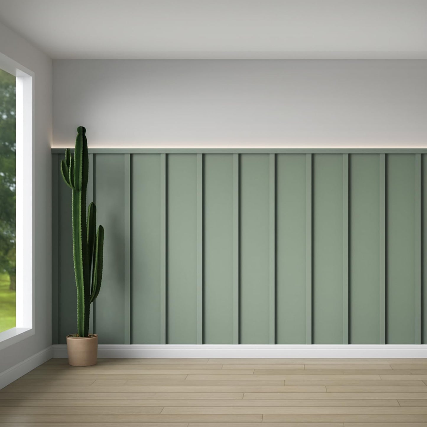 Weysat 1 Set 157.48 x 62.99 Inch MDF Board and Batten Wall Panel Kit Premade Wainscoting Panels Decorative Wall Molding Trim Slats Paintable Accent Kit for DIY Home Bedroom Living Room Decor