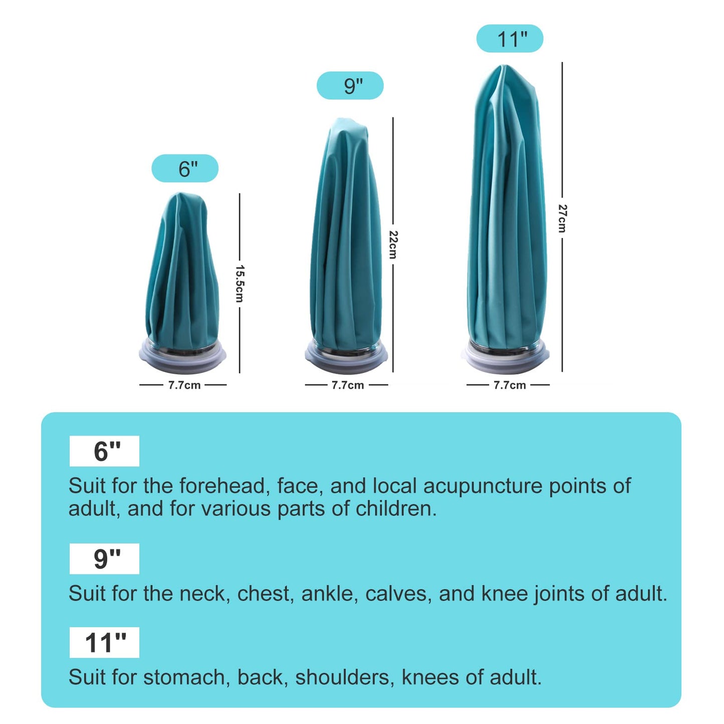 Ice Pack for Injuries Reusable, Ice Bag Reusable 9" Hot Water Bag for Hot & Cold Therapy, No-Leak Elastic Ice Bag for Pain Relief, Menstruation Pain Injuries Muscle Strains