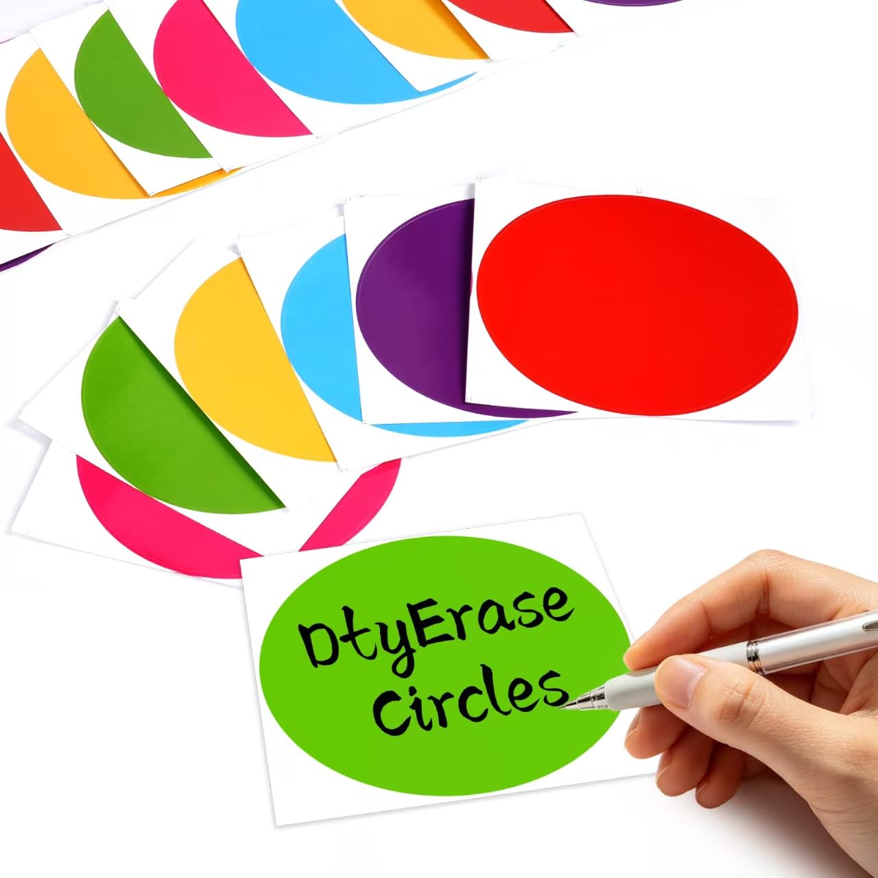Thealke 30 Pieces Dry Erase Dots for Classroom Tables, 6 Inch Self Adhesive Vinyl Line Up Stickers Floor Spots, Dry Erase Circles Dots for School Classroom Teachers Students Desk & Table