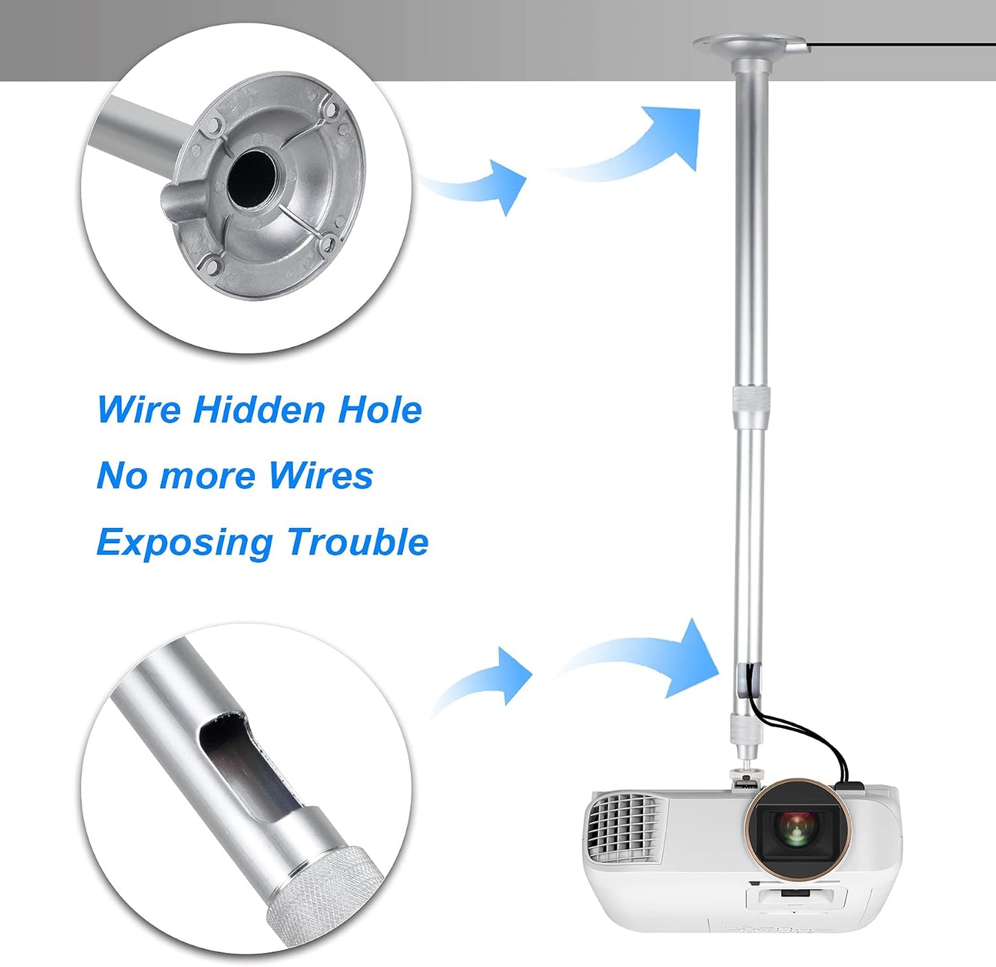 YiePhiot 15-24in Universal Projector Mount - Extendable Height Wall Hanger for DLP & Video Projector