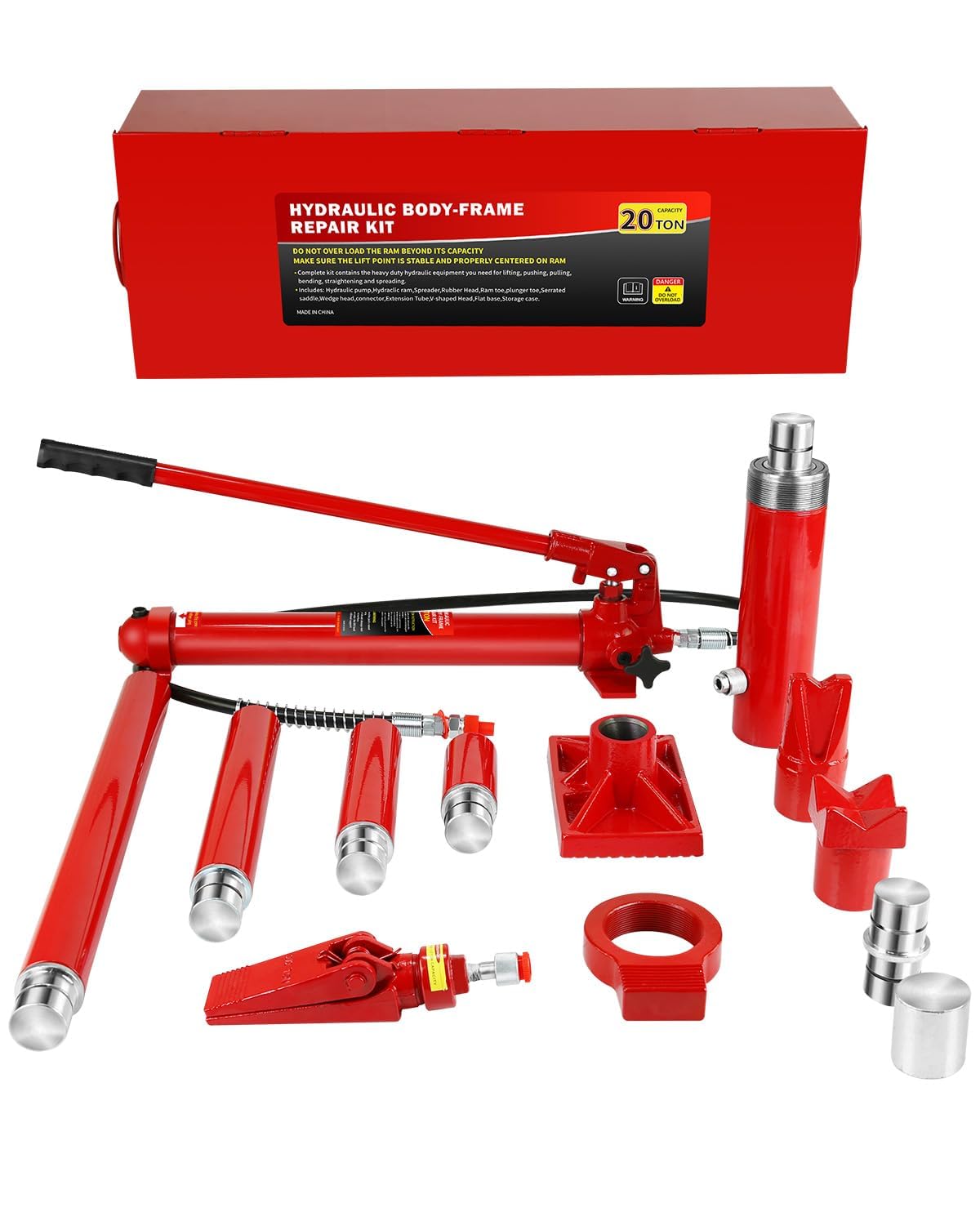 20 Ton Porta Power Hydraulic Jack Kit with Steel Case – Heavy Duty Hydraulic Ram Set for Auto Repair, Truck & Equipment Maintenance, 17-Piece Kit with Carrying Case, 44,000 Lbs Capacity, Max Lift 5.1"