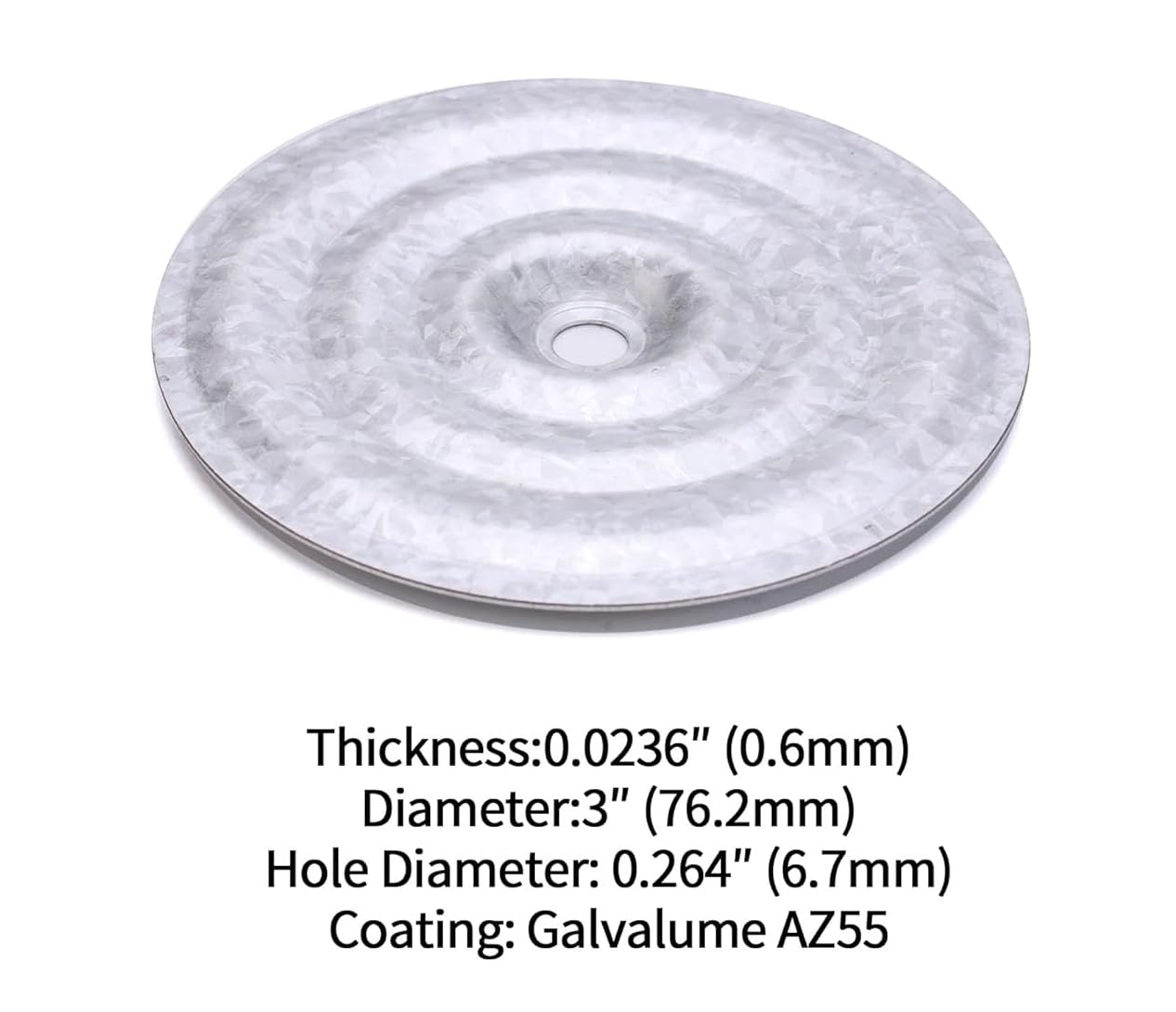3'' Roofing Insulation Plates(1000pc) Round Plate Goes with Self Drilling Screws Aluminized zinc Metal Hardware for TPO PVC Waterproofing Membrane (Bullseye)