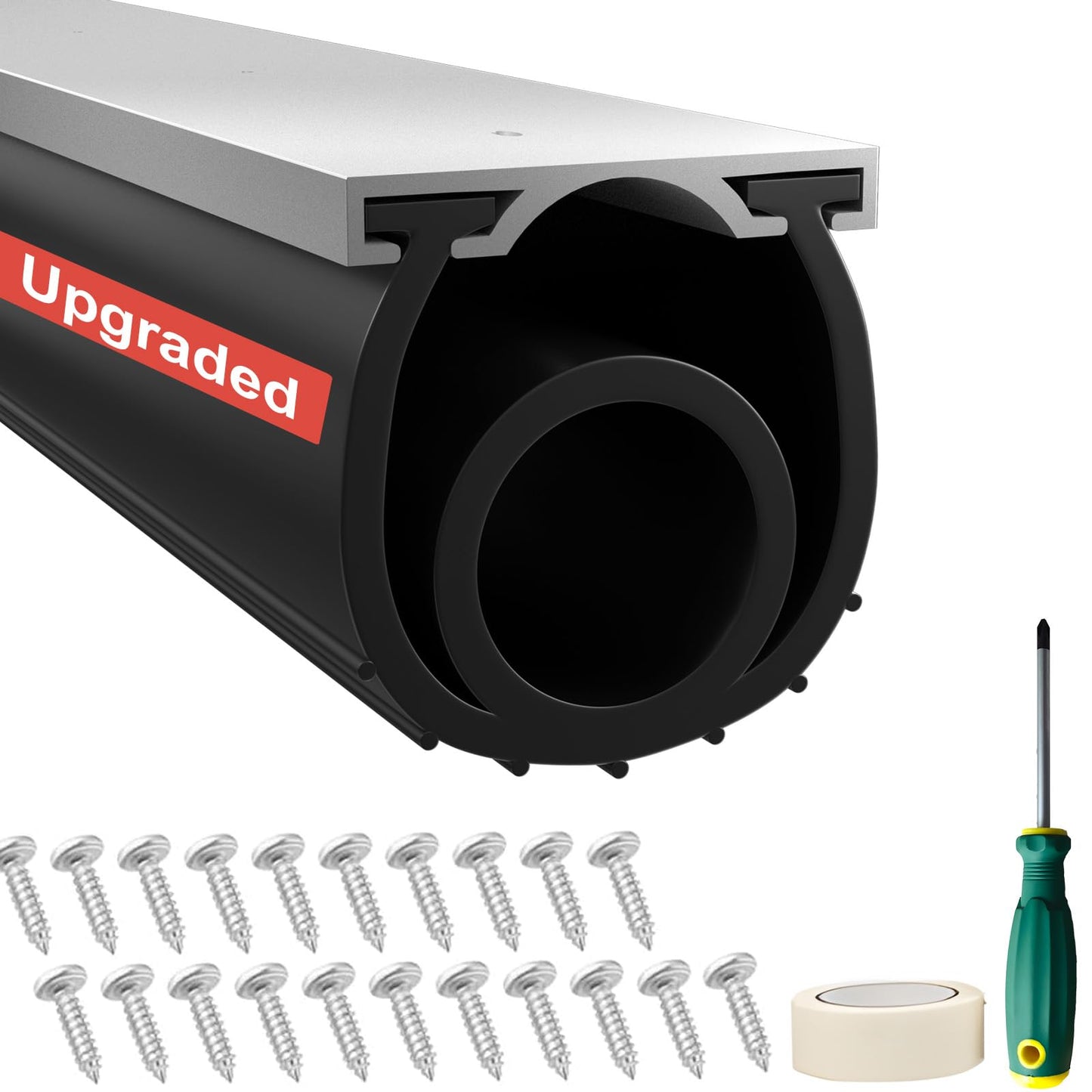 Garage Door Seals Bottom Rubber - Jobon 16.5 Ft Heavy-Duty Garage Door Weather Stripping Bottom Seal with Pre-drilled Aluminum Track Retainer Kit, Easy Installation for Home & Commercial