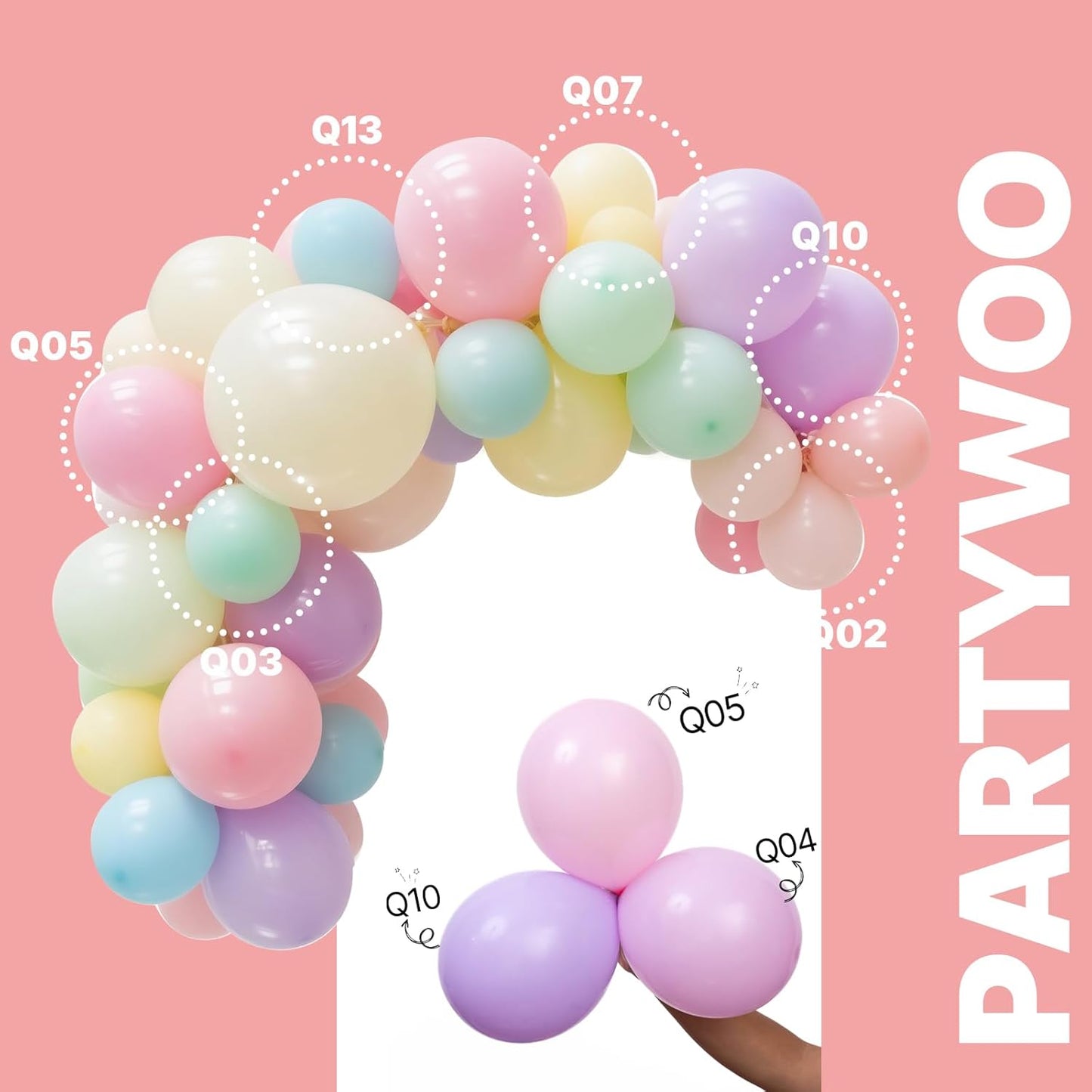 PartyWoo Pastel Rainbow Balloons - 66pcs 12 Inch Latex for Baby Showers, Gender Reveals & Parties