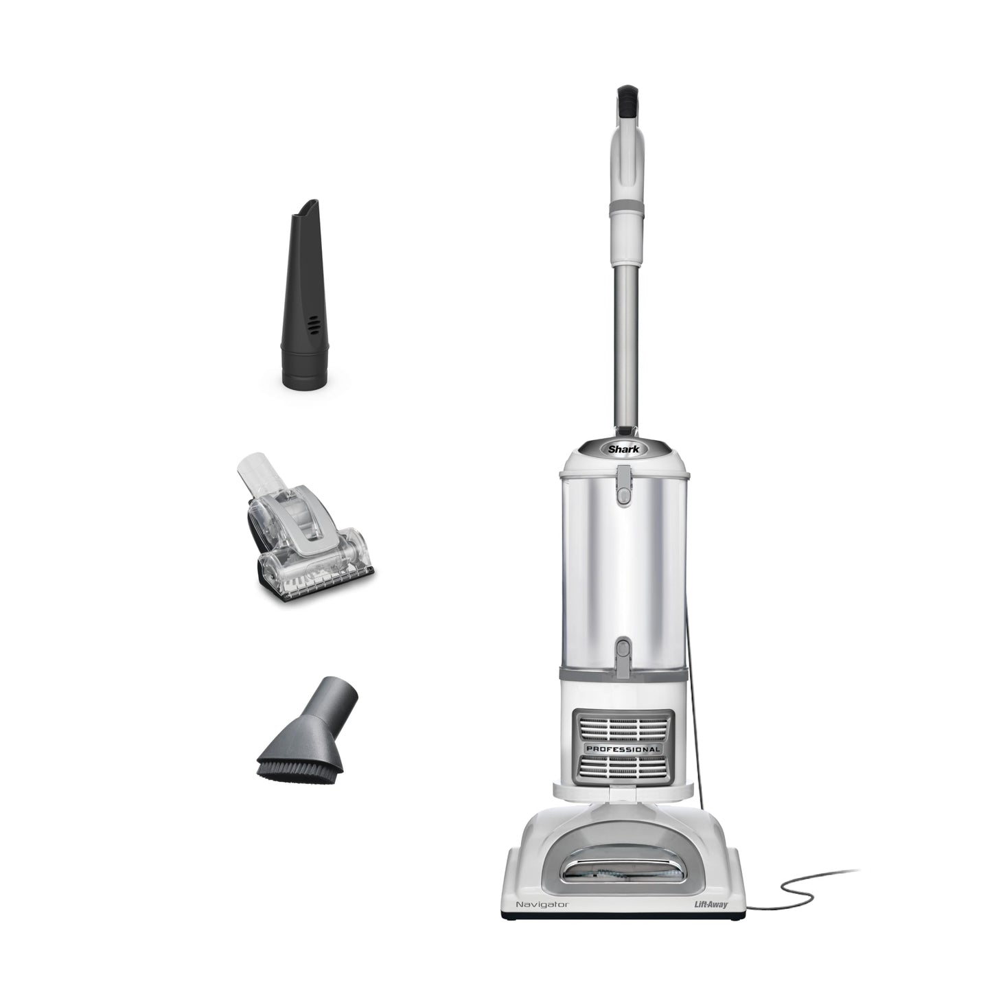 Shark Upright Vacuum Cleaner | Navigator Lift-Away | Pet Hair, Carpet & Hard Floor Cleaning | Pet Power Brush, Dusting Brush & Crevice Tool | HEPA Filter | Swivel Steering | White/Silver | NV356E