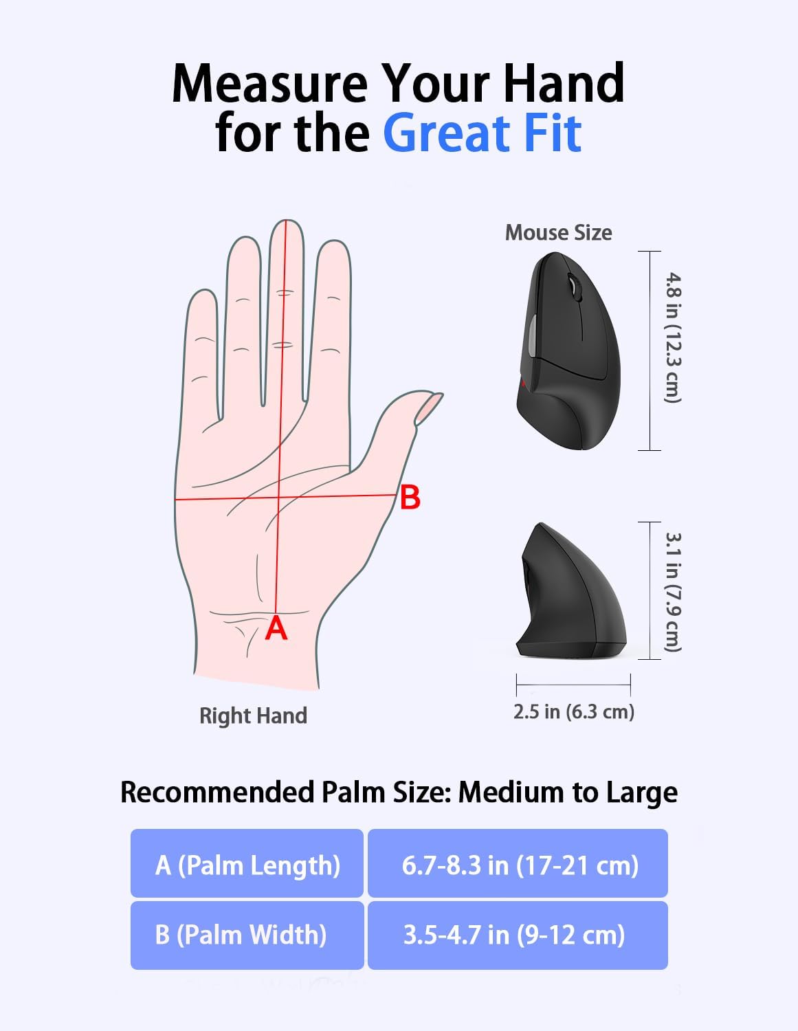 TECKNET 2.4G 4800 5 6 Ergonomic Mouse Vertical Wireless - DPI Optical Carpal Tunnel Mouse Right Hand, Adjustable DPI