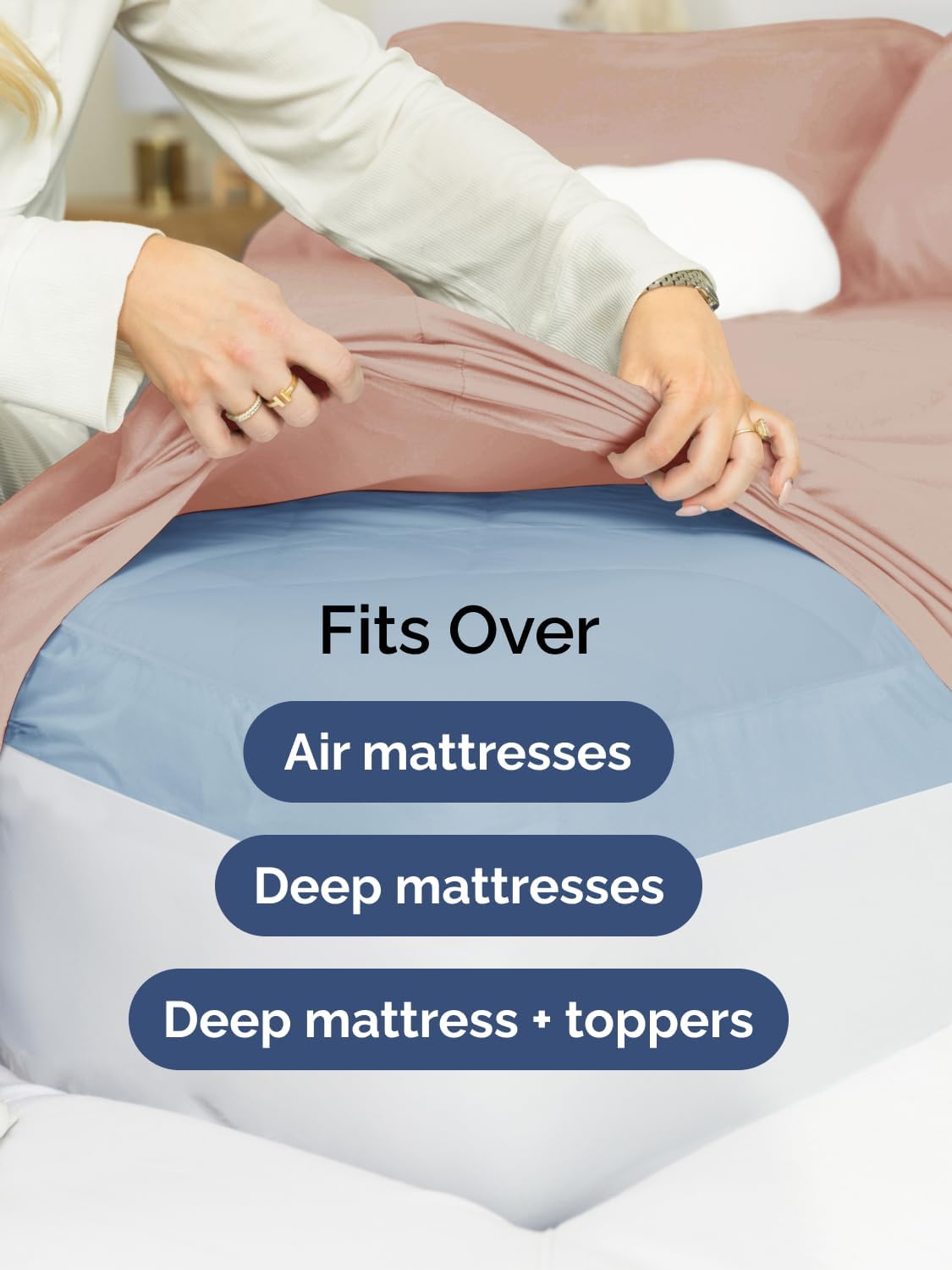 Skiennix Extra Deep Cal King Sheet Set | 6-Piece Breathable Cooling Bedding - Soft, Wrinkle-Free Mauve