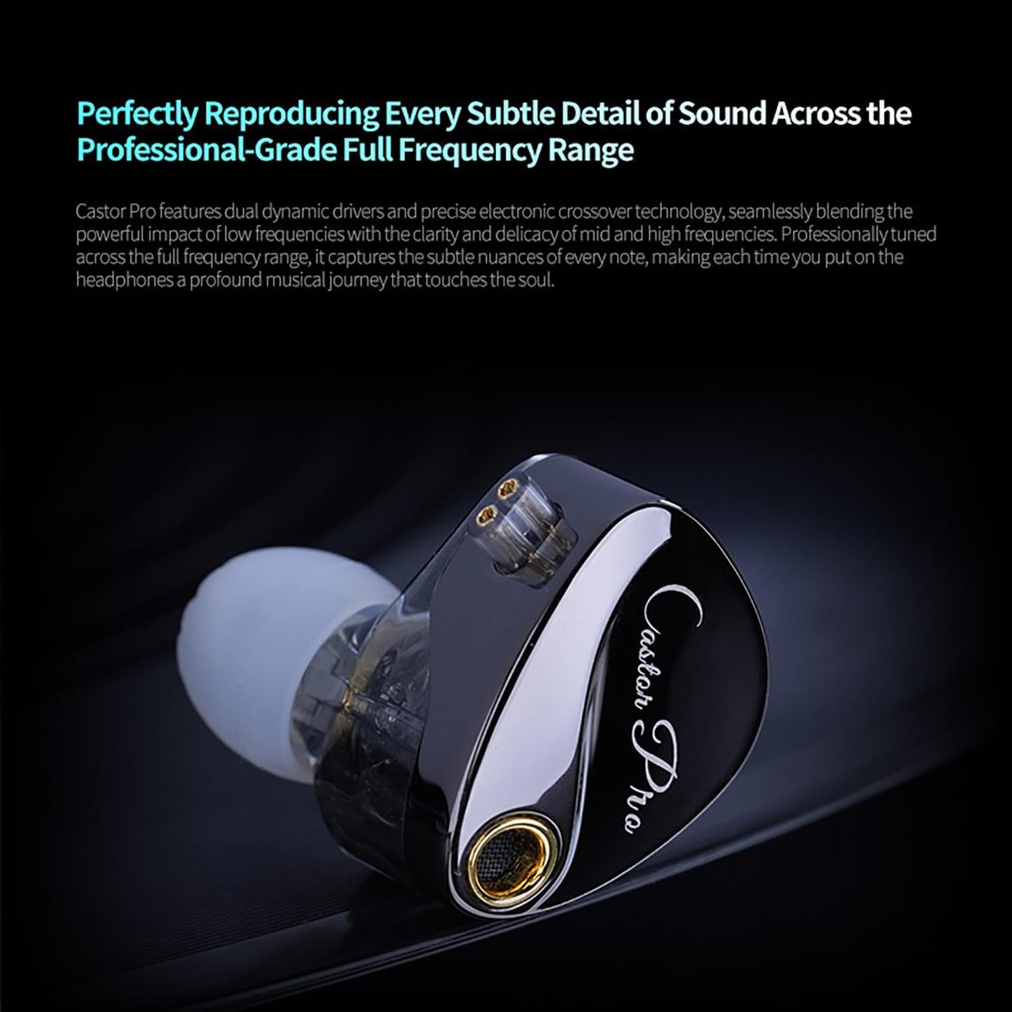 2PIN-C KZ Castor Pro Tunable in Ear Monitor, HiFi Improved Bass in Ear Headphone, Dual-Dynamic Driver Gaming Earbuds