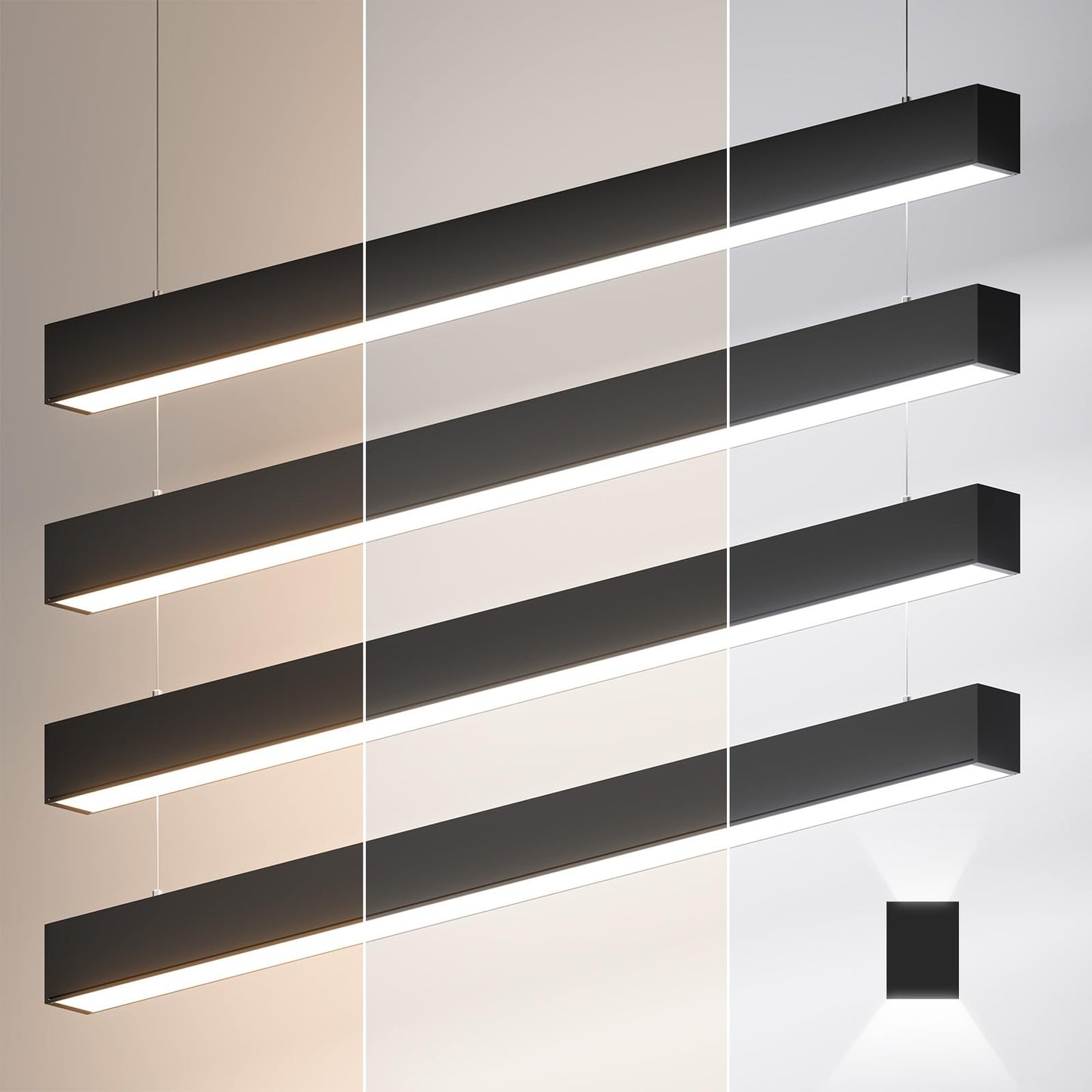 4FT LED Linear Lights 50/45/40/35/30W Up and Down Light, 3000/4000/5000K 4 Feet Commercial Shop Lighting for Office Garage Basement Shop Dining Room bar, Dimmable 4’ Architectural Fixture-4Pack