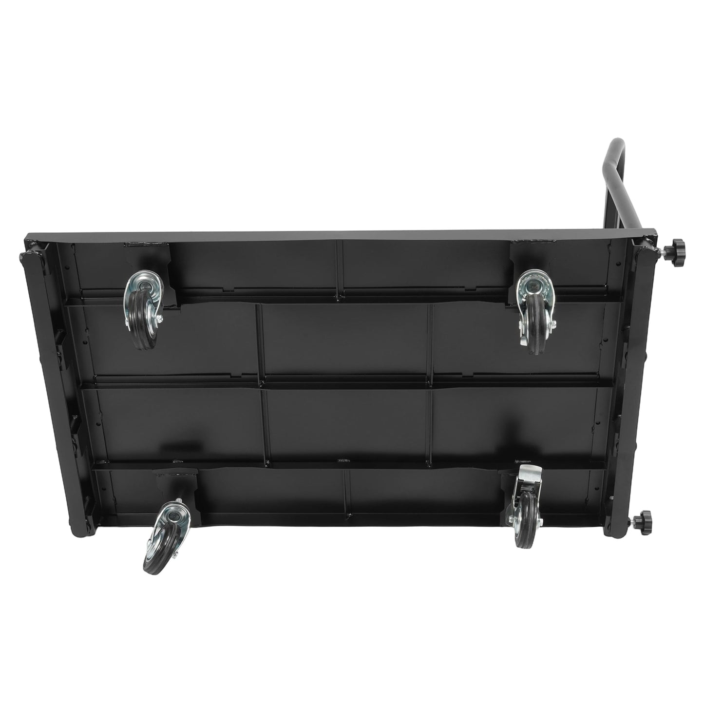 Reniecy Truck Cart 42x24 inch Platform Lumber Drywall Flat Dolly Cart with 1 Front & 2 Side Handrails & 4 Swivel Casters for Loading and Storage 2200 lbs Capacity Steel Powder Coated Black