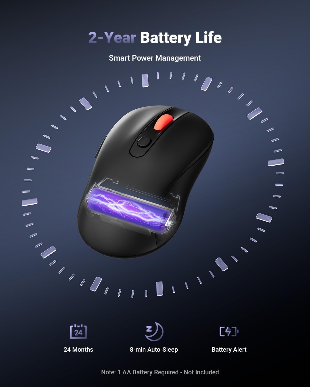 wegear 2.4GHz 6 5-Level 4000 24-Month USB Wireless Mouse for Laptop PC Mac, Cordless Mouse with Buttons, Adjustable