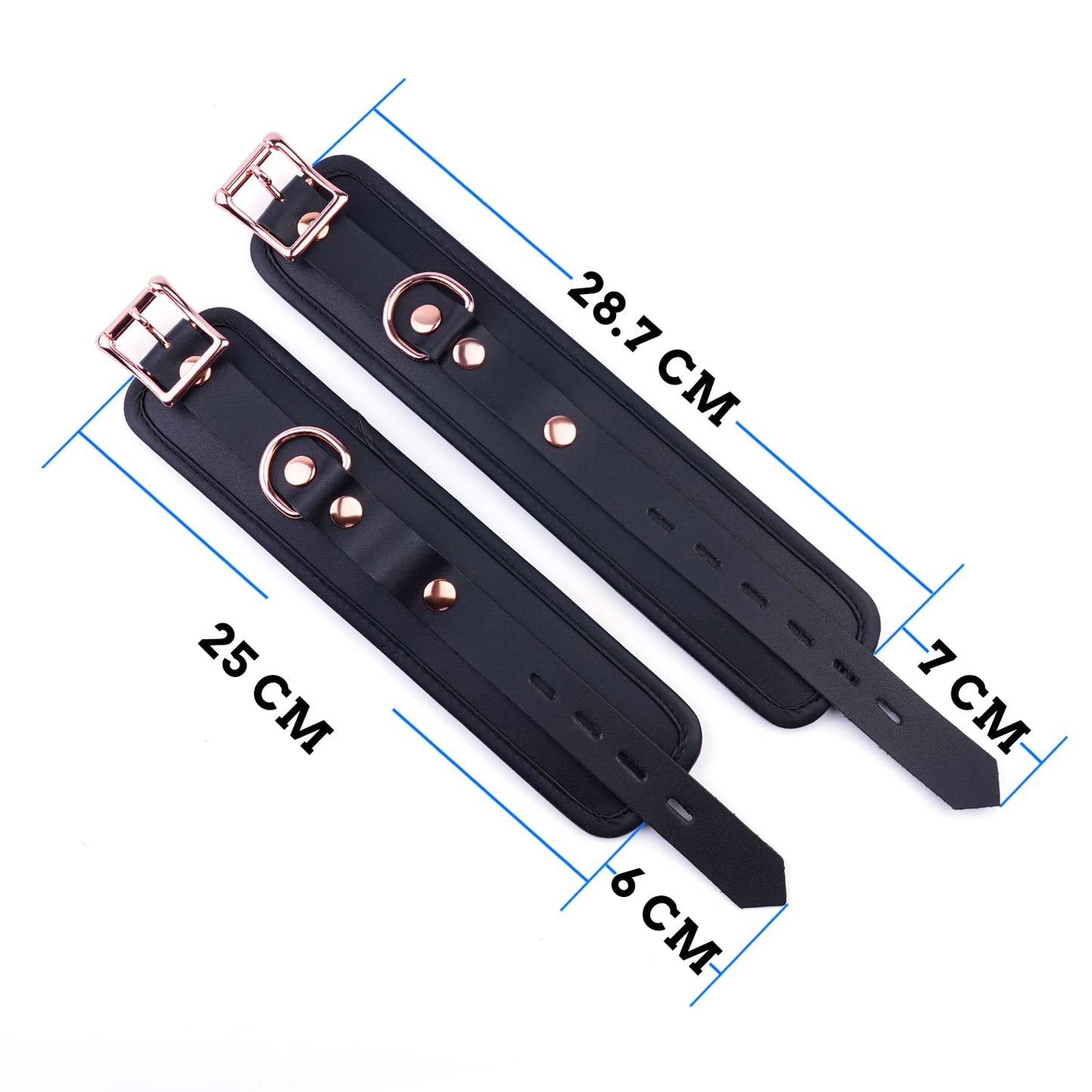 ZHATCTEI Black Adjustable 4 Real Leather Ankle Straps Wrist Cuff Fitness Leg Exercise Ankle Bracelet Kit Cosplay Cuff Accessories Sports Fitness System Set