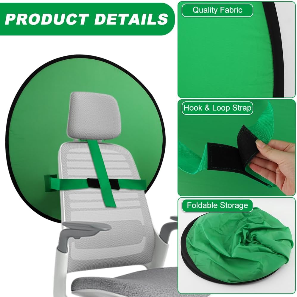 Kakalote 1 75cmonly PC Green Screen Background, Nylon Background Screen Portable Foldable Backdrop for Live Streaming