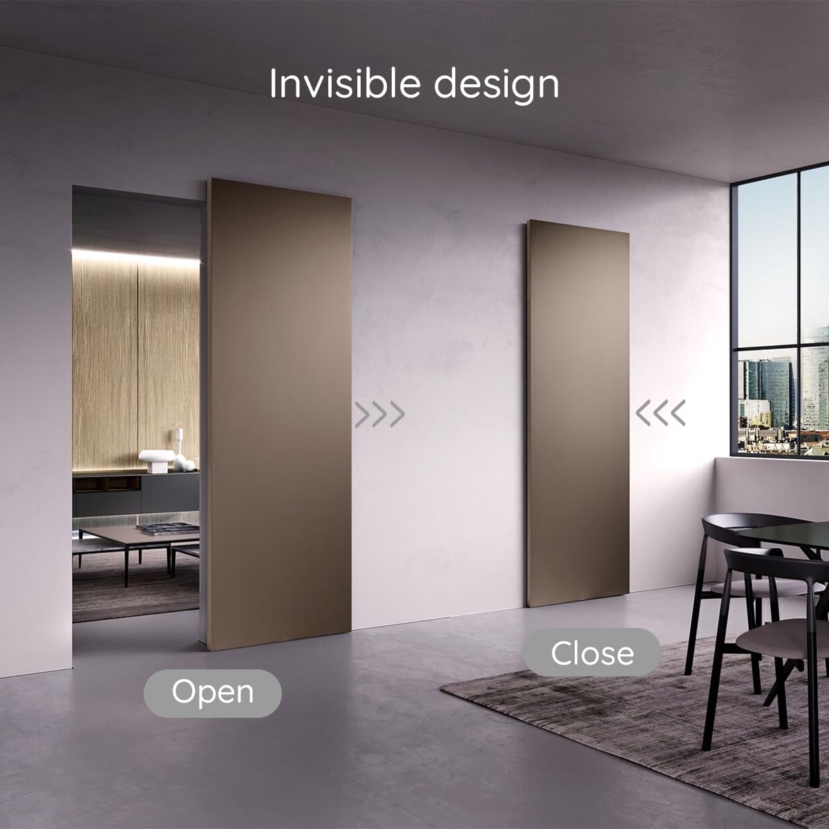 59“Concealed Sliding Barn Door Hardware and Track ，Floating Wall Mount，Soft Closing (Newly upgraded 4-wheel pulley)