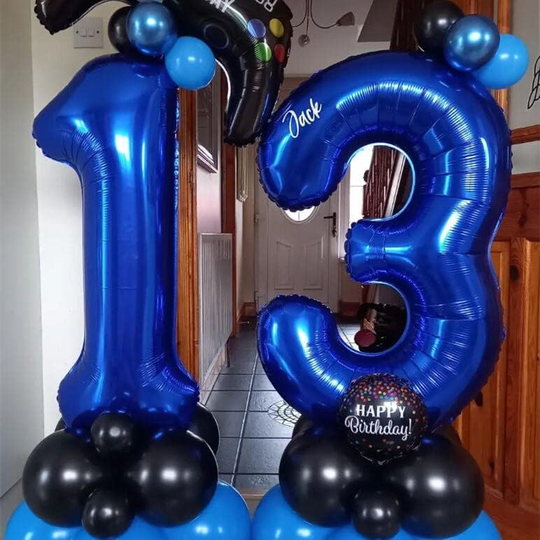 Skiennix Navy Blue Number 13 Balloons - 40 Inch Large Foil Mylar Birthday & Graduation Decorations