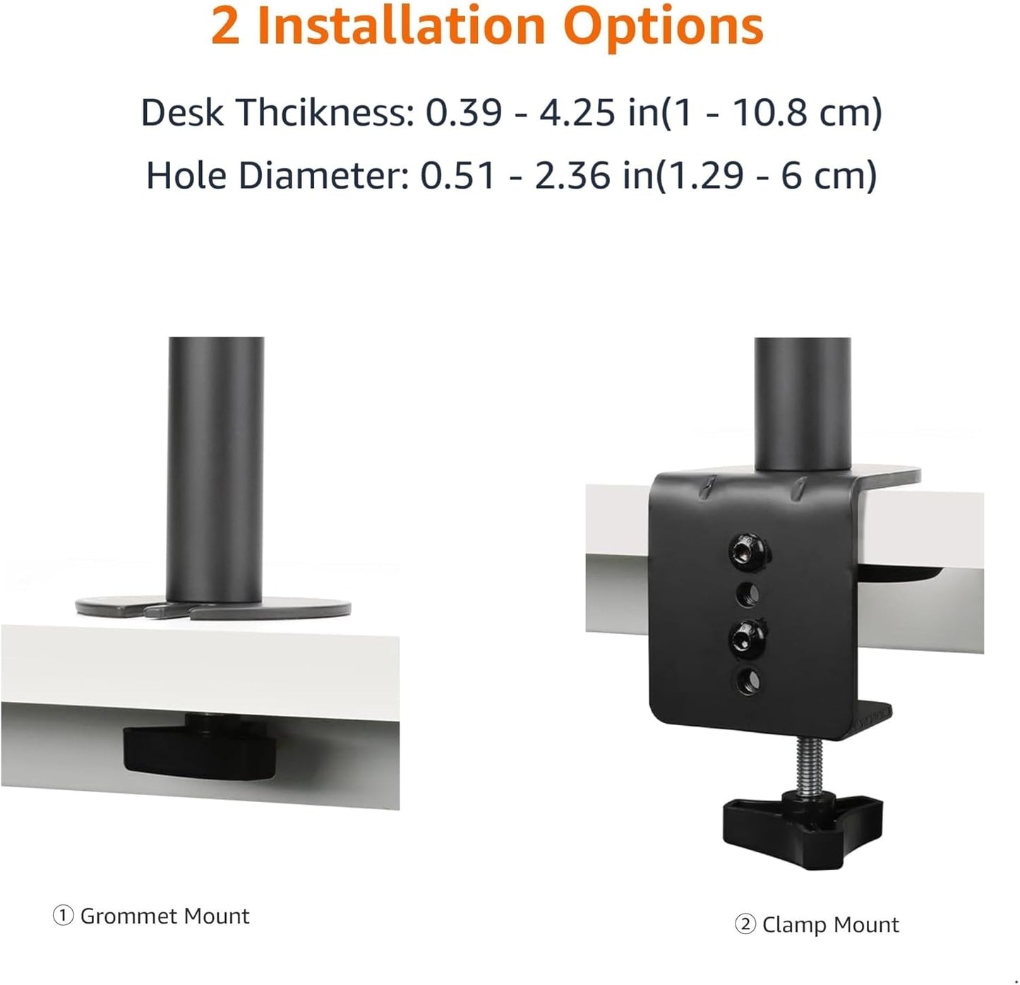 Amazon Basics 32" Adjustable Single Computer Monitor Desk Mount Arm, Holds up to and Ultrawide Monitors, Black