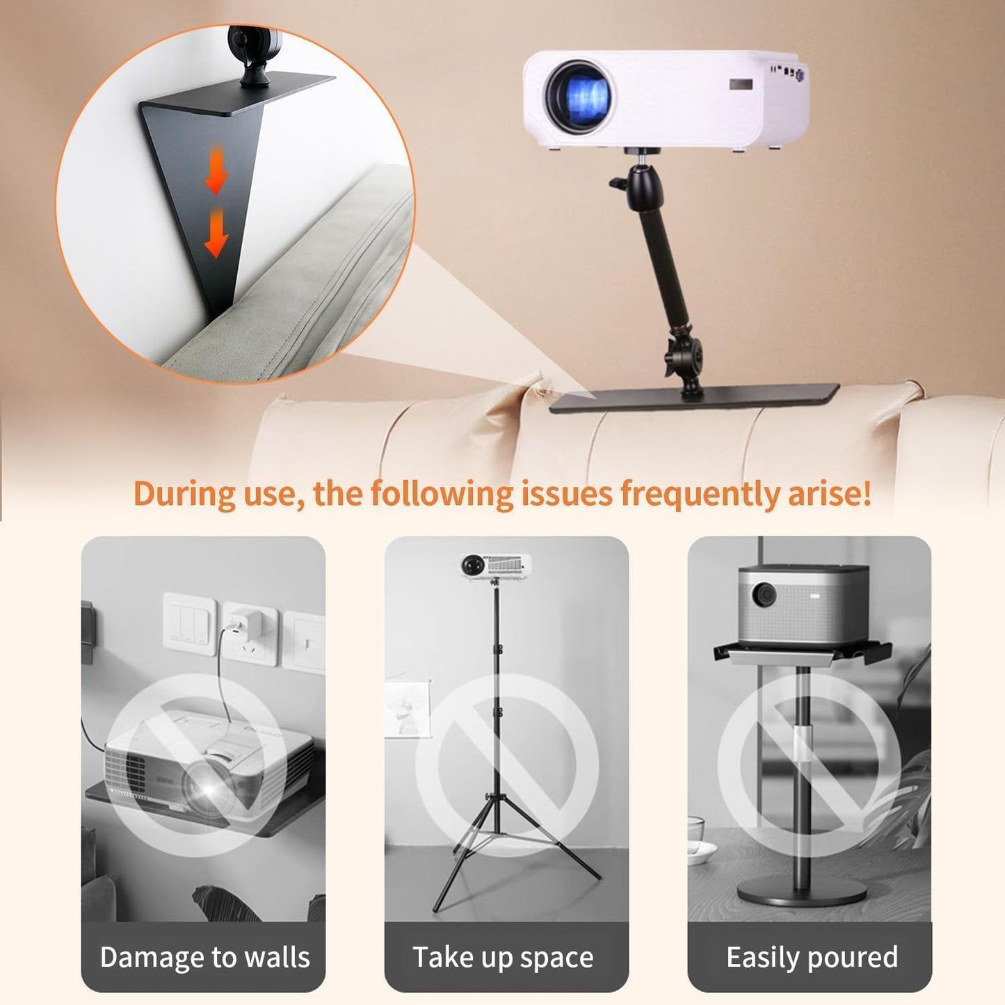 My Diemlife 20 cm, 99% My DIMELIFE Bed Sofa Projector Stand - Fixed Length Angle Adjustble Projector Mount, Invisible