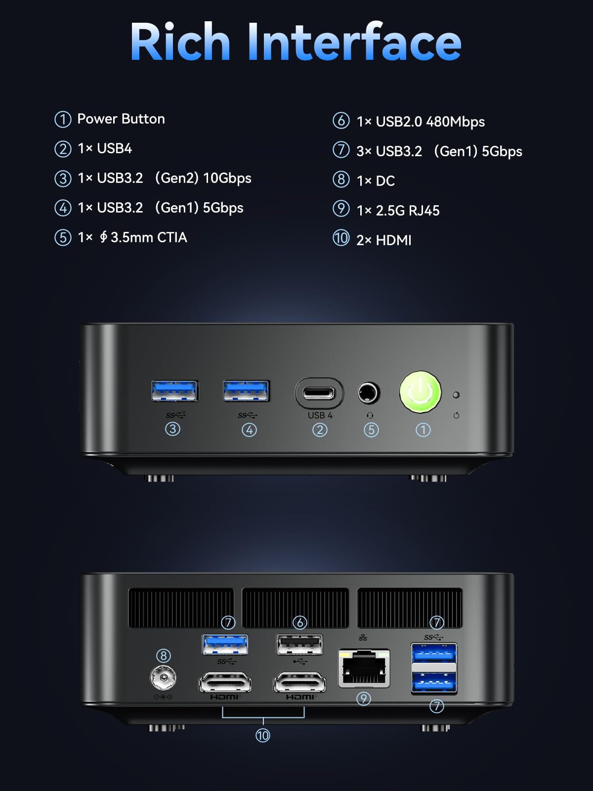 GMKtec K17 AI Mini PC, Intel Core Ultra 5 226V (Up to 4.5GHz), 16GB LPDDR5X 8533MT/s, 1TB PCIe 4.0 SSD, 97 Tops AI, Intel Arc 130V, Dual M.2 (Gen5+Gen4) Up to 16TB, USB4, 8K Triple Display, WiFi 6E