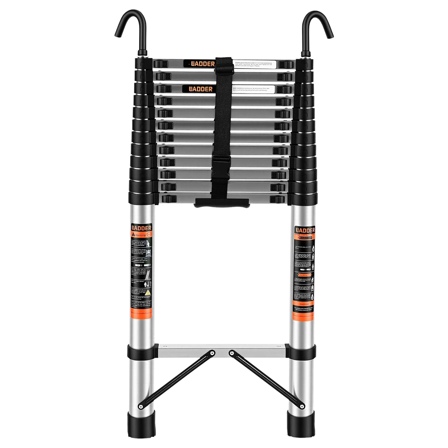 Telescoping Ladder, 16.5 FT Extension Ladder w/Hooks, Heavy Duty 330lbs Max Capacity, Collapsible Telescopic Ladder for Rv, Roof, Outdoor