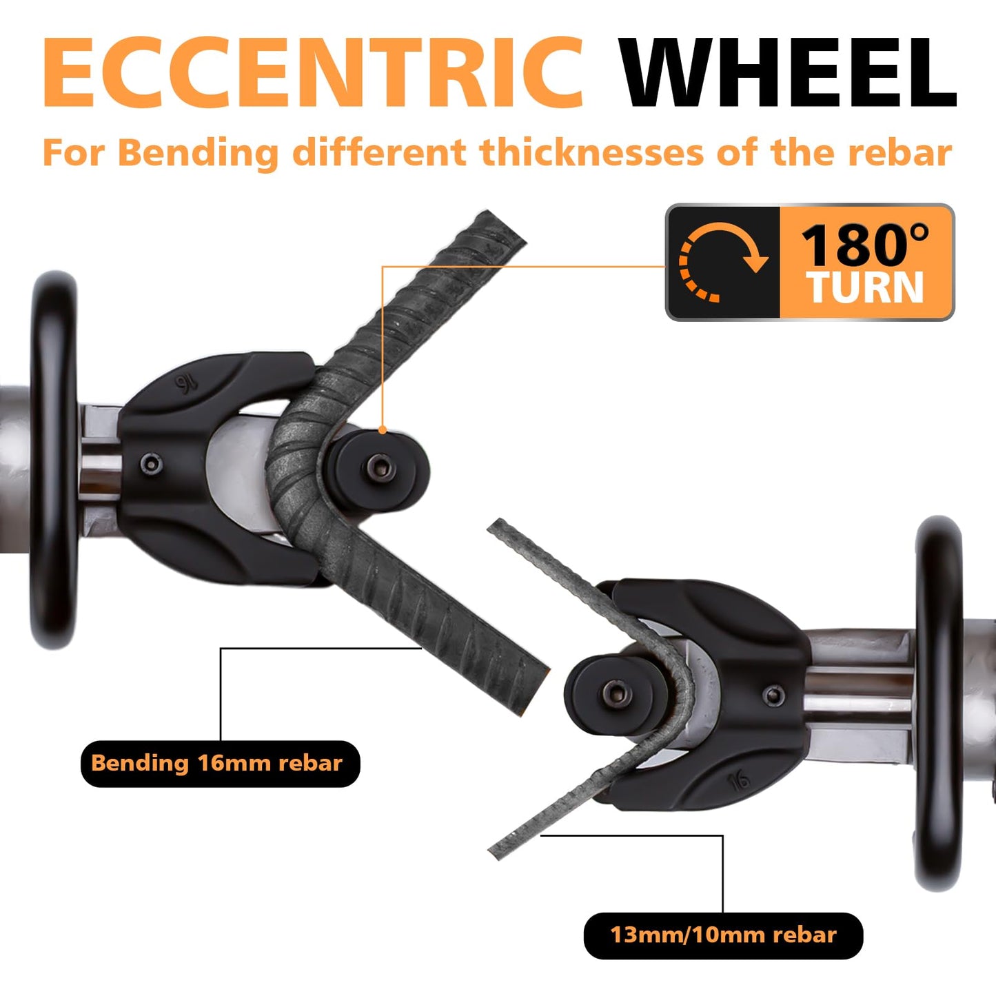 CENTALL 5/8 Inch Electric Rebar Bender 1100 W Hydraulic Rebar Bending Machine Max16 mm Rebar within 2-2.5 s Easy Bending Rebar Steel Bar HRB-16 (Grey + Orange)