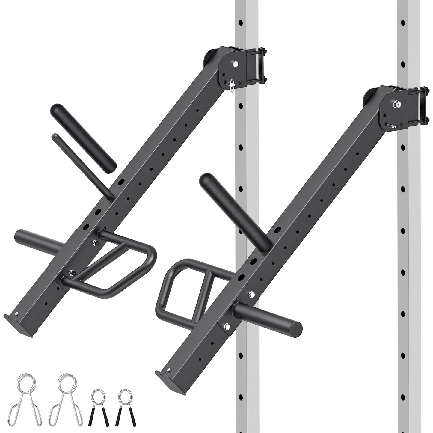 SELEWARE Upgraded Heavy Duty Adjustable Lever Arms for 2x2 Power Racks with 5/8" or 1" Holes, Multi-Grip Jammer Arms, 600lbs Capacity Per Arm, Squat Rack Attachments for Home Gym Strength Training