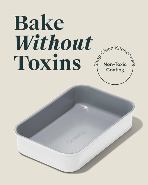 Caraway Nonstick Baking Pan - 9” x 6.5” Deep Ceramic Dish, Non-Toxic & PTFE Free - Ideal for Casseroles & Lasagna - White