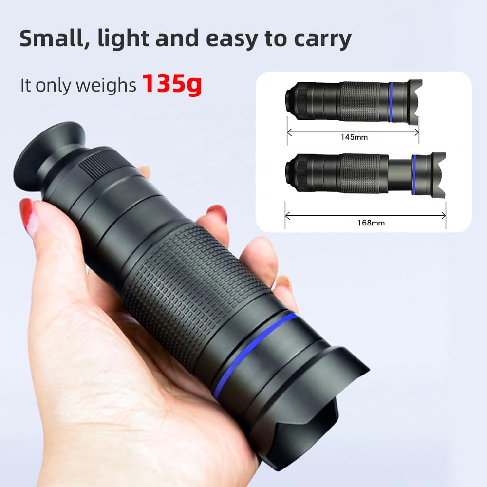 Andoer 36X Telephoto Lens Kit with Mini Tripod, Phone Clip, Holder, Lens Bag, Cleaning Cloth for Hiking, Camping