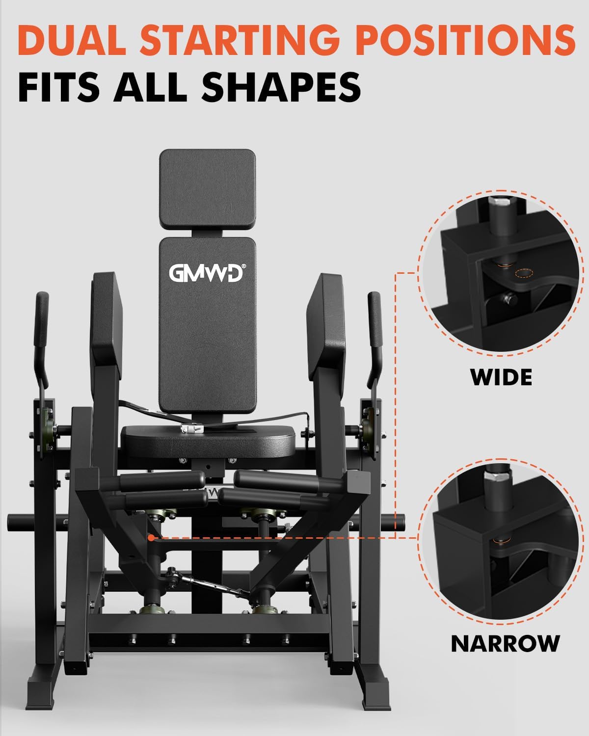 GMWD Hip Abductor Machine, 3D ARC Motion Hip Abductor Machine, 300lbs Capacity Plate Loaded Hip Abduction Machine, Inner and Outer Thigh Machine for Home Gym