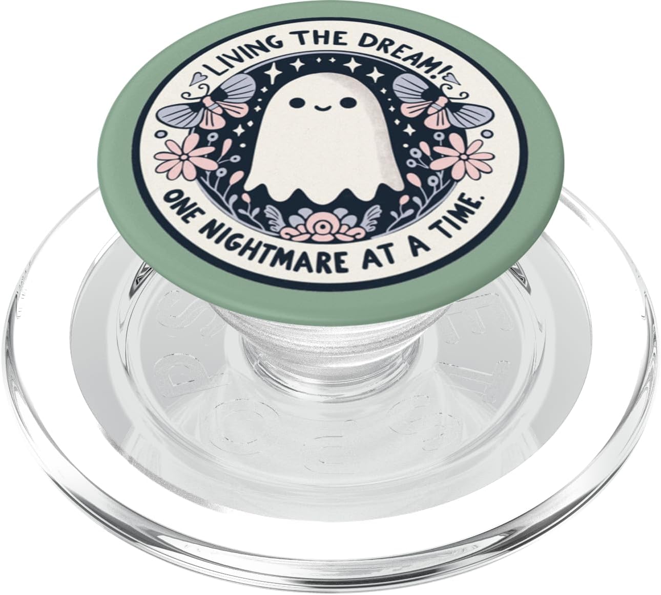 Bookish Book Lover Librarian Phone Popper Spooky Ghost Dark Humor Living the Dream Bookish Reading PopSockets PopGrip