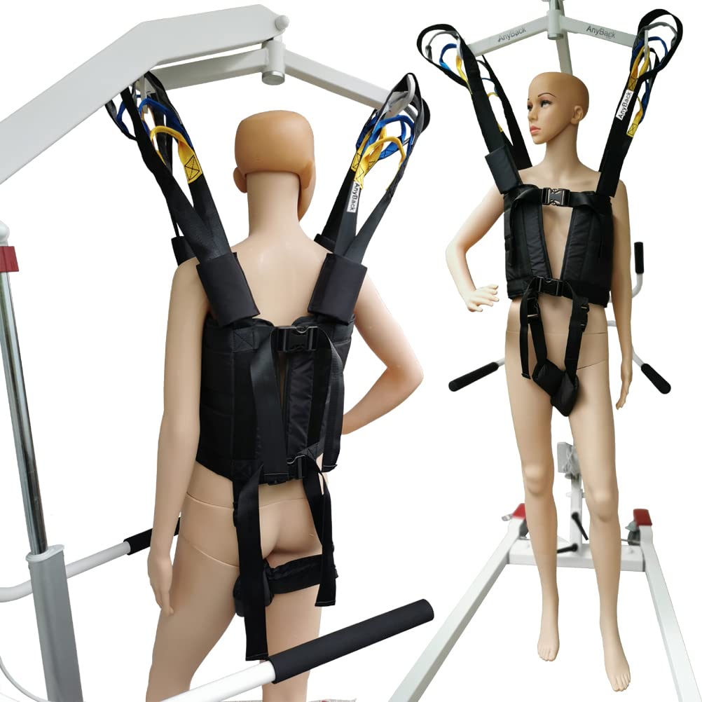 Patient Lift Sling Medical Aid Standing Transfer Belt Walking Strap Heavy Duty Carrier Fold Up Full Body Get Up Sit to Stand Assist for Elderly Senior AnyBack Black