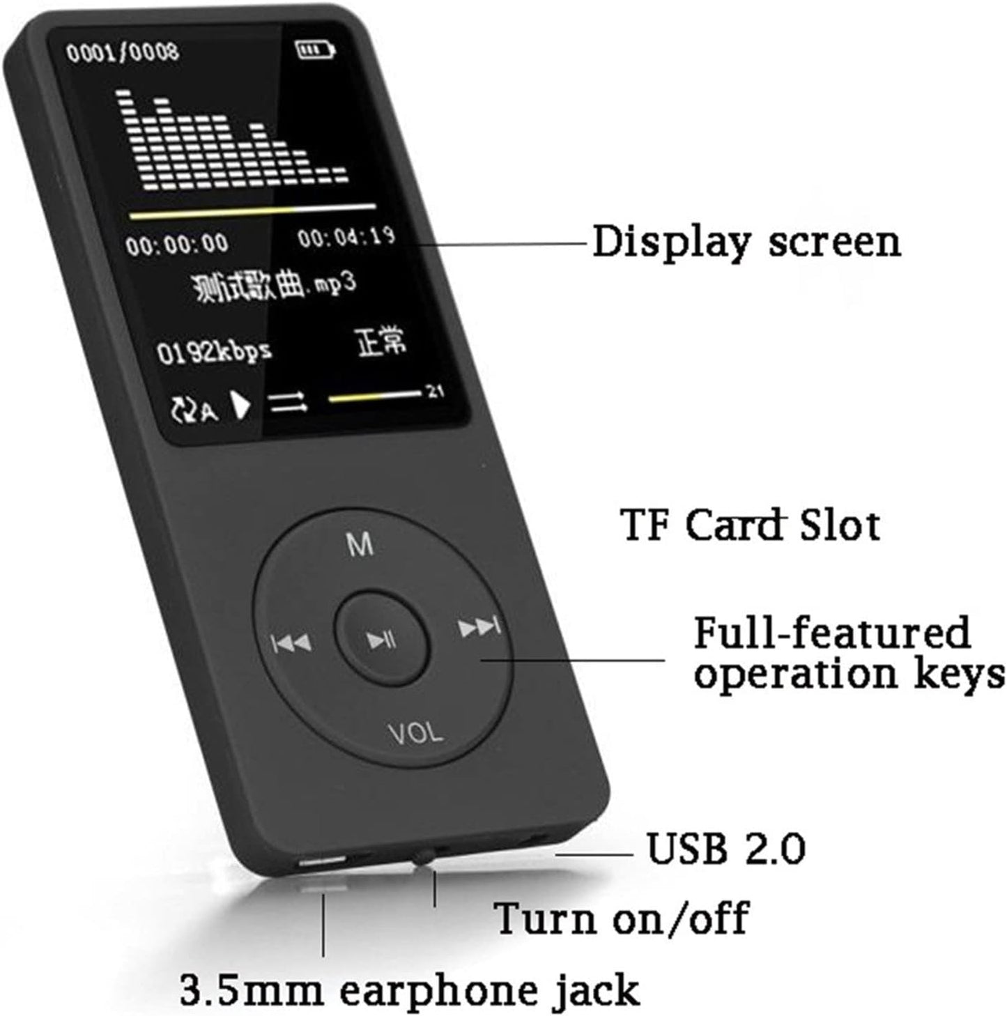 Lovskoo Mp4 70 128GB, Mp3 Mp3 Mp4 Player with Headphone Hours Playback, Up to Player for Sports, Travelling Portable