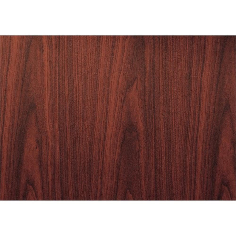 Pemberly Row Contemporary L-Shape Desk with Pedestal in Mahogany