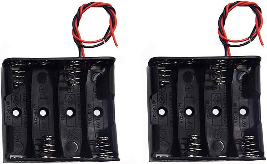 LampVPath (Pack 2 4 4 of AA Battery Holder with Leads, AA Battery Holder with Wires