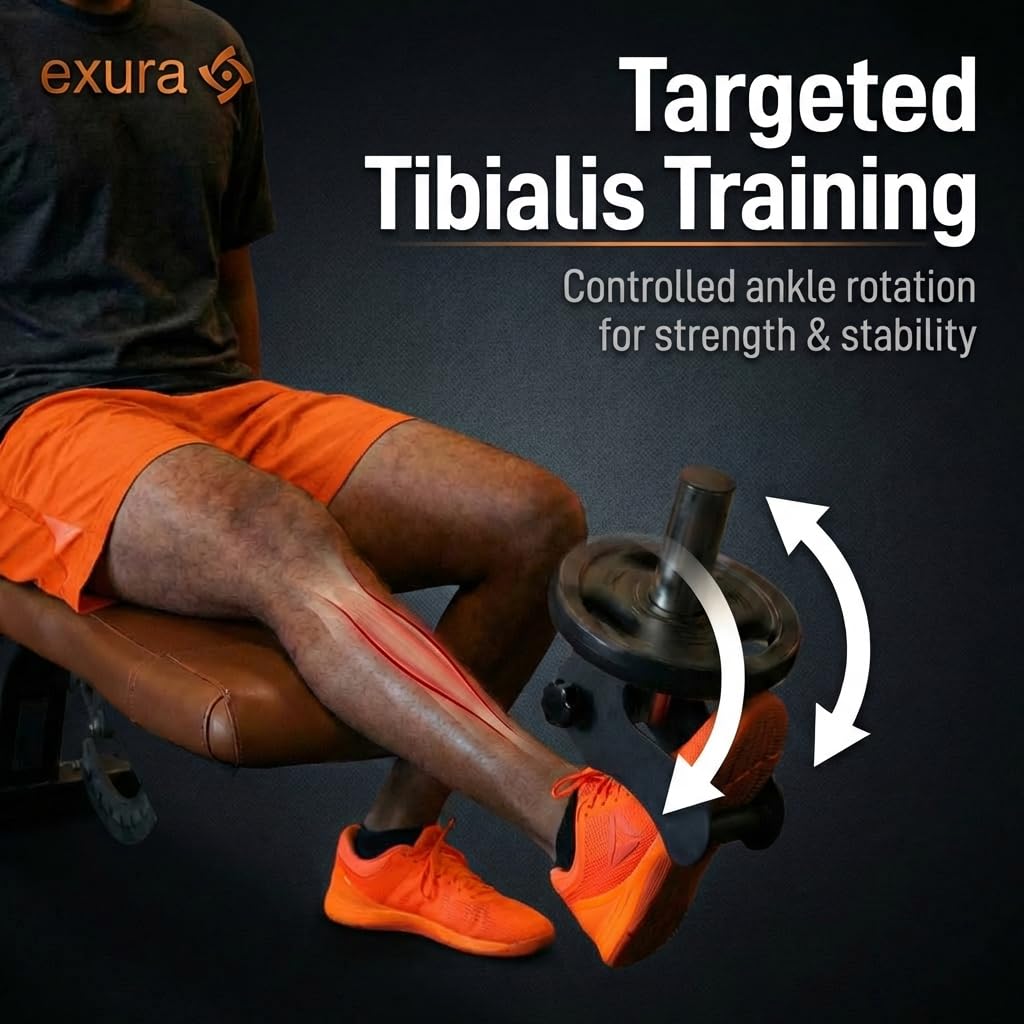 Exura Solo Tib Bar Knees Over Toes Adjustable Tibialis Trainer Leg Workouts,Tibialis Bar Calf Raise Machine Equipment for Strengthening Calves, Shins & Ankles Fits 1" and 2" Strength Training Plates