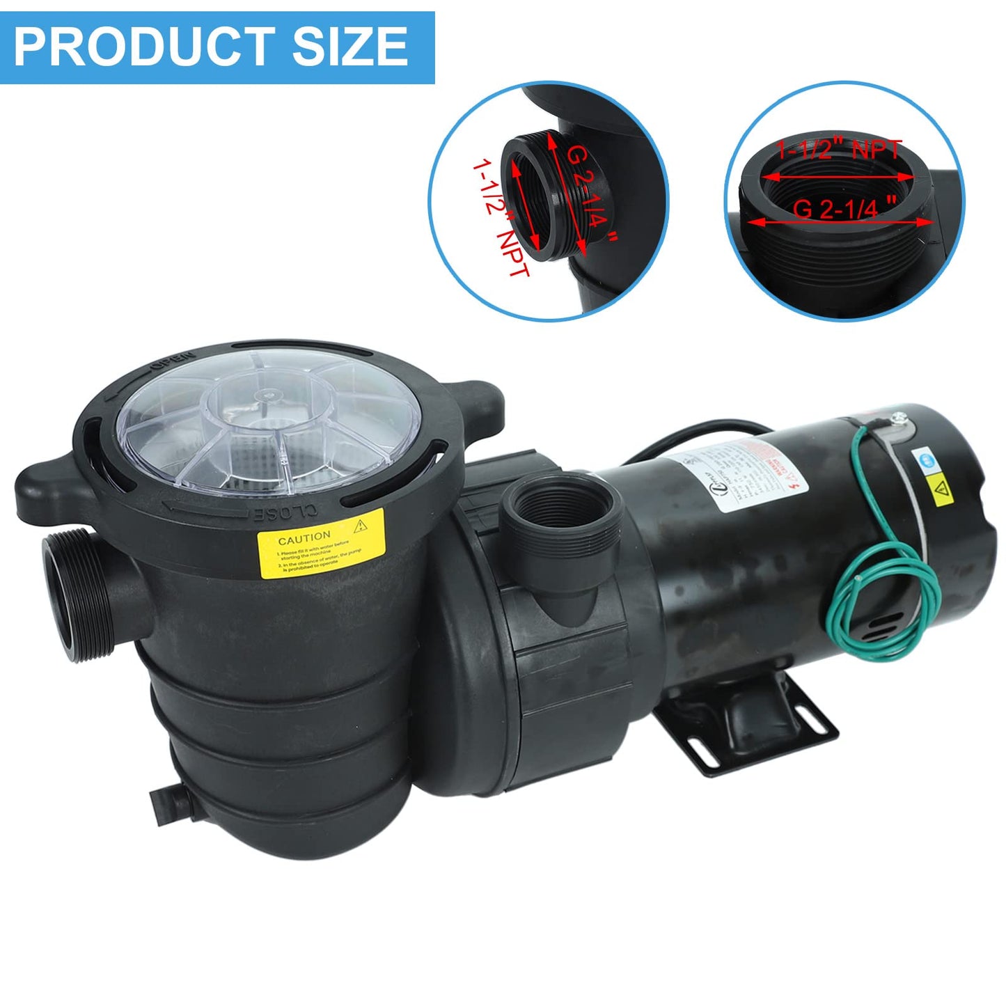 1.0 HP In/Above Ground Swimming Pool Pump, 110V 5220GPH Single Speed Pool Water Pumps lnground Above Ground with Filter Basket