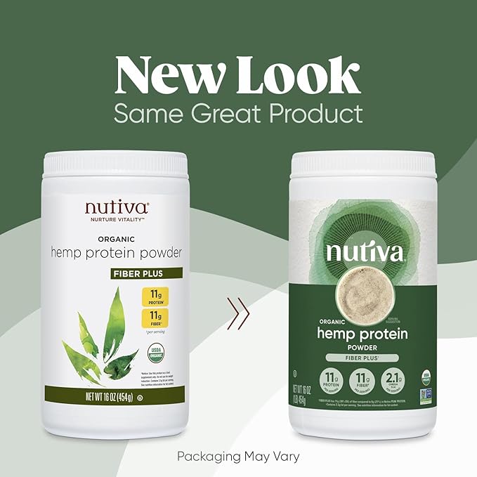 Nutiva USDA Organic Cold-Pressed Hemp Seed Plant Protein Powder, 16 Ounce, Fiber Plus with Essential Amino Acids, Non-GMO, Whole 30 Approved, Vegan & Keto