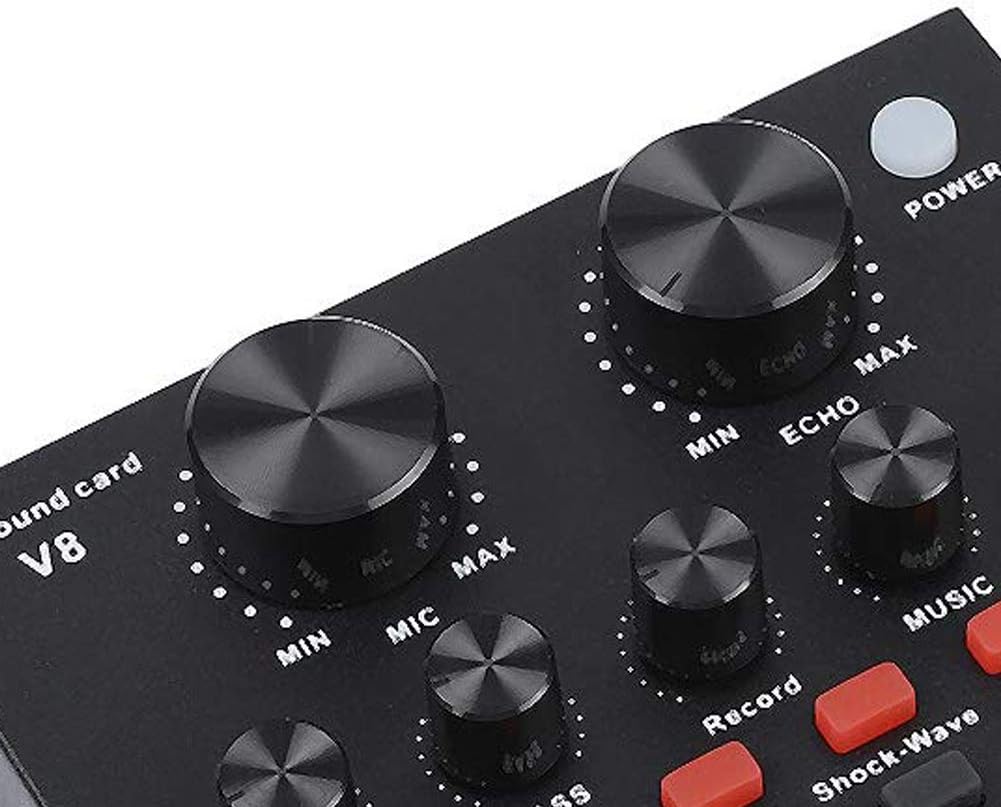 ZHANGLI V8 External Sound Card, USB Live External Sound Mixer Board, Voice Changer Sound Card with Multiple Sound