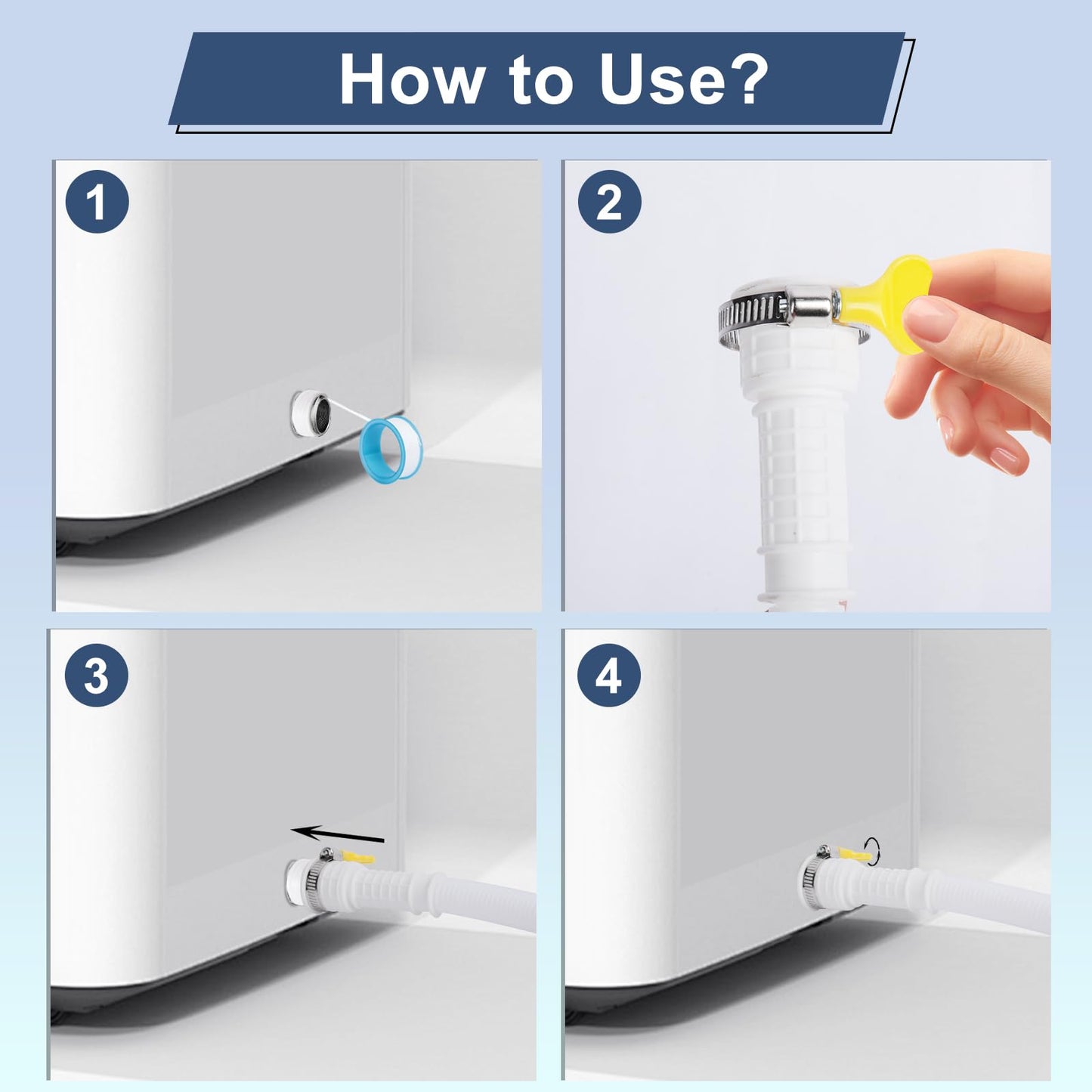 Universal Dehumidifier Drain Hose 10 Feet Air Conditioner Hose with Cut-Table Rubber Adapter Connect Clamp and Teflon Tape, Drain Pipe for Dehumidifiers, Air Conditioners