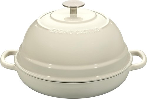 EDGING CASTING Enameled Cast Iron Dutch Oven - 6 Quart Round Pot for Homemade Sourdough Baking | White