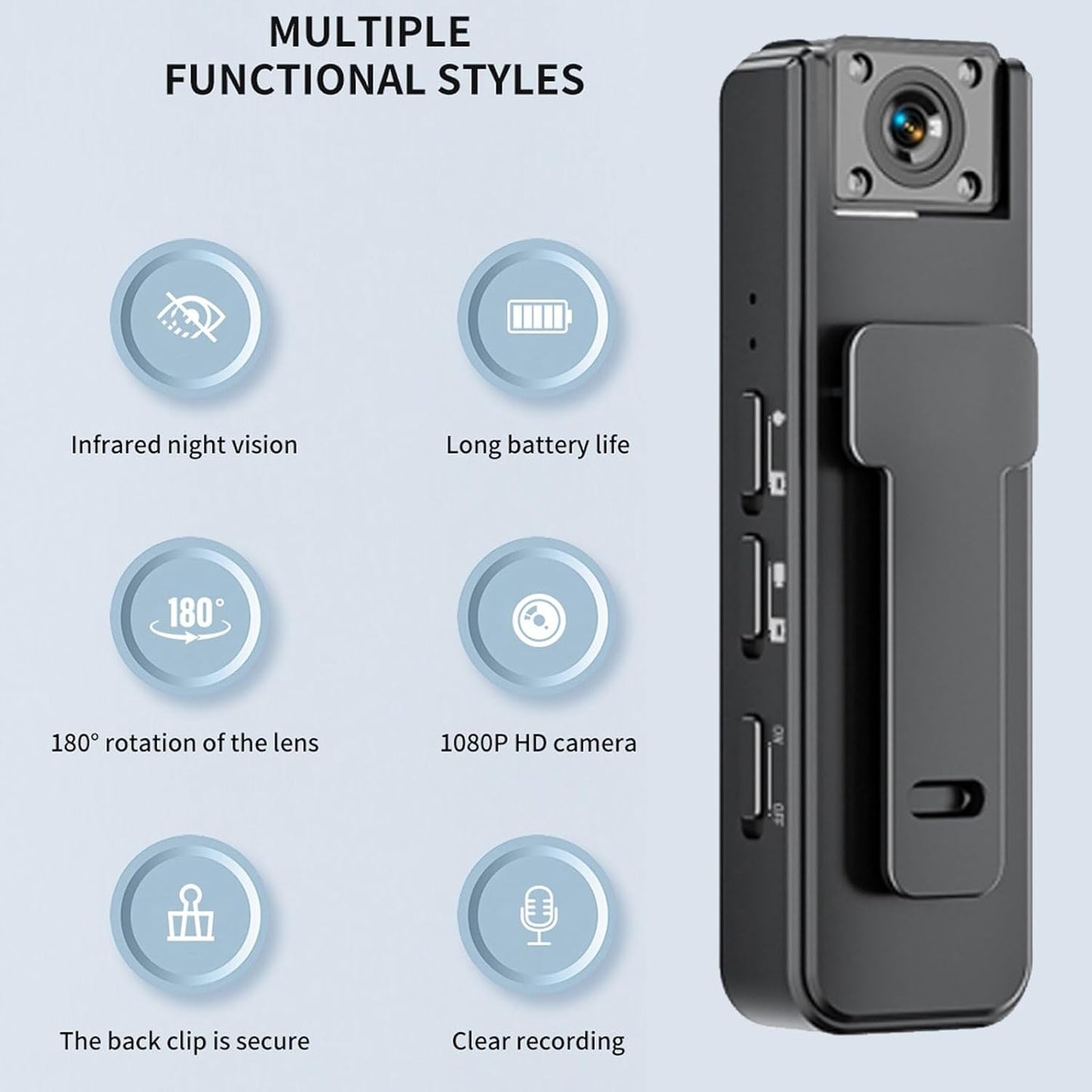Generic 1080P (1) HD Portable Body Worn Camera Camcorder, Lightweight Wearable Body Camera with Night Vision Loop