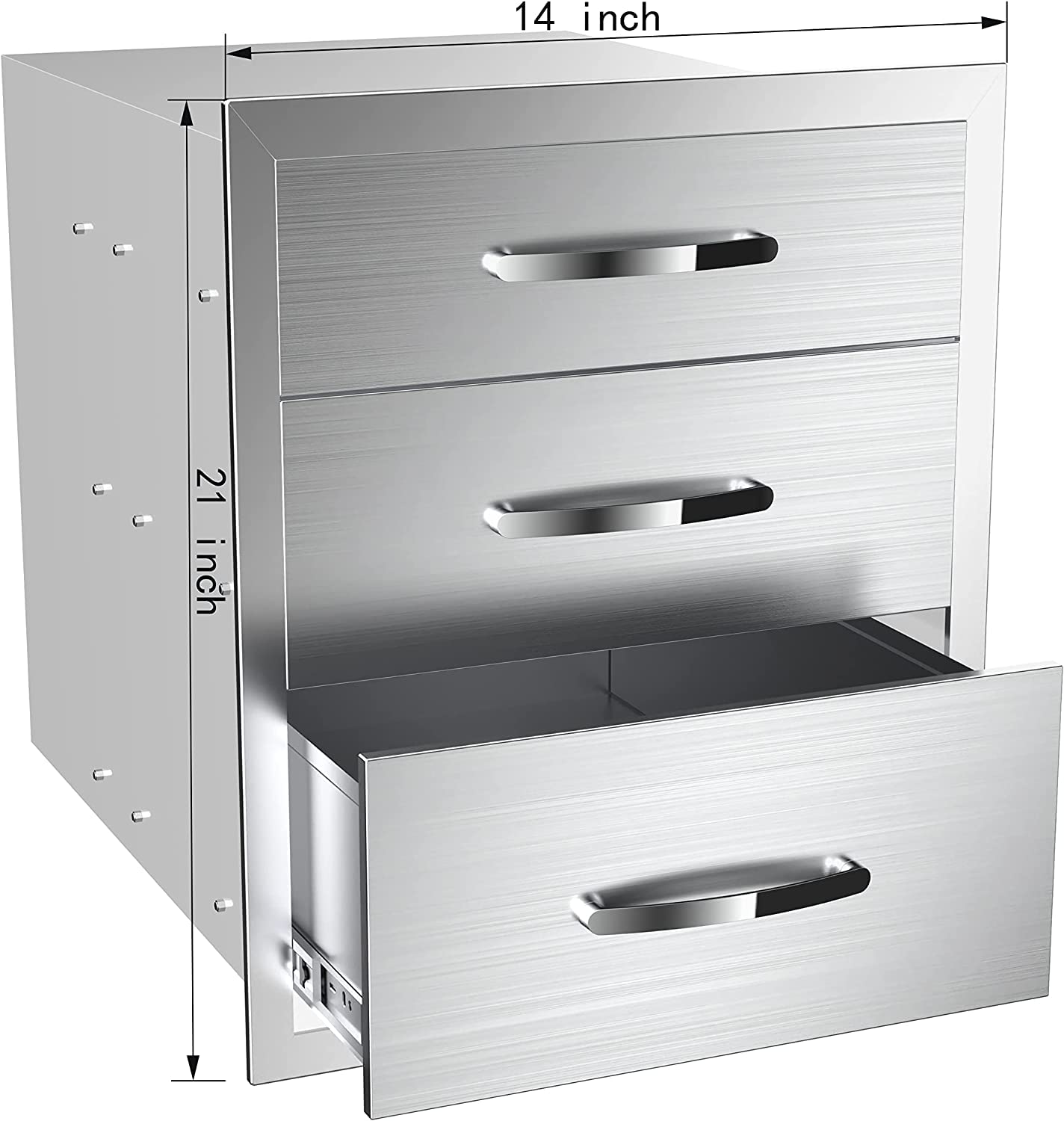 KODOM Outdoor Kitchen Drawers 14W x 21H x 23D Inch, Flush Mount Access BBQ Island Drawers for Outdoor Kitchens or Patio Grill Station