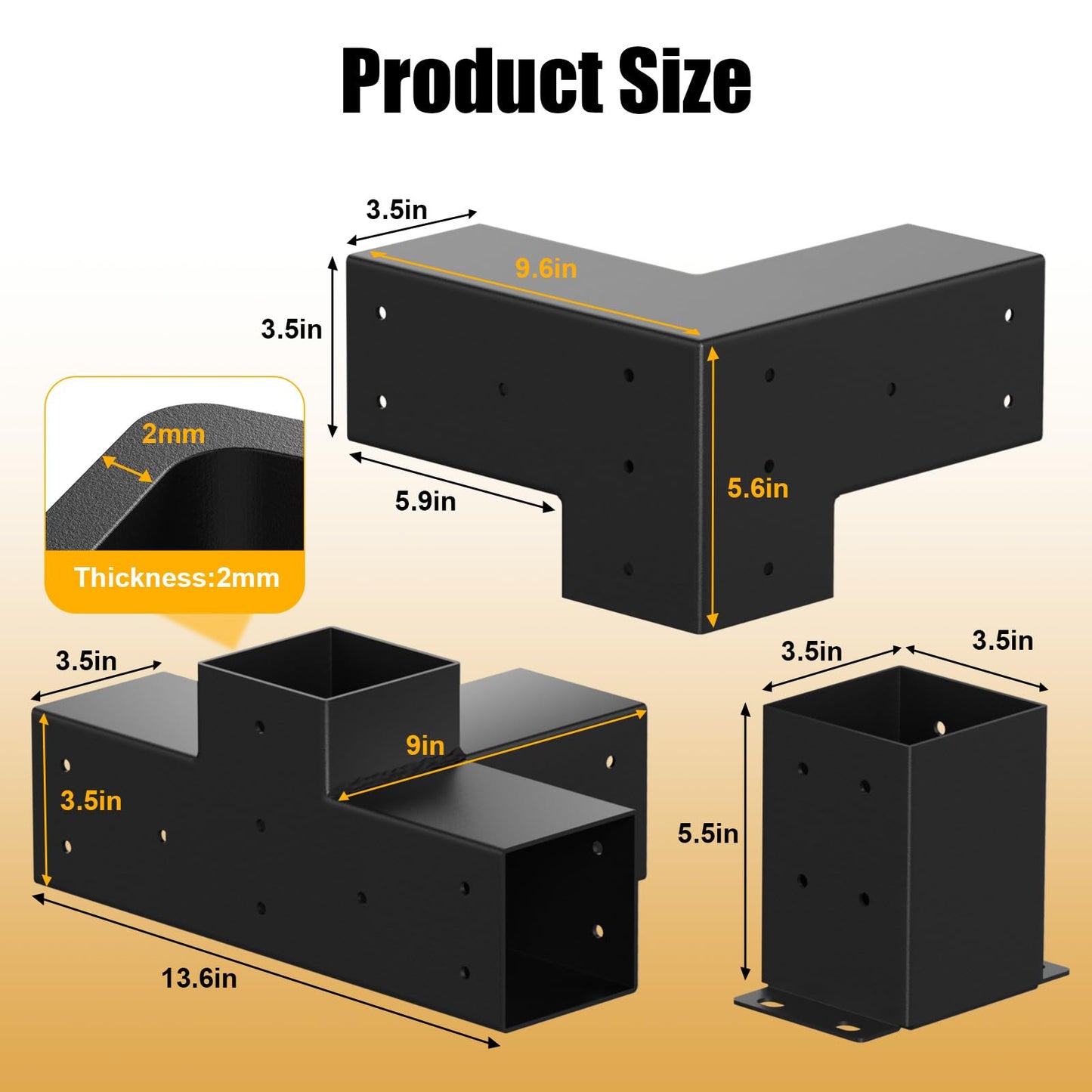 Pergola Kit, Pergola Bracket kit for 4"x 4" (Inner 3.5" X 3.5") Lumber, DIY Pergolas Brackets with 3-Way & 4-Way Corner Bracket, Gazebo Brackets Kits for Gardens, Pergolas, Courtyard (12 pc)